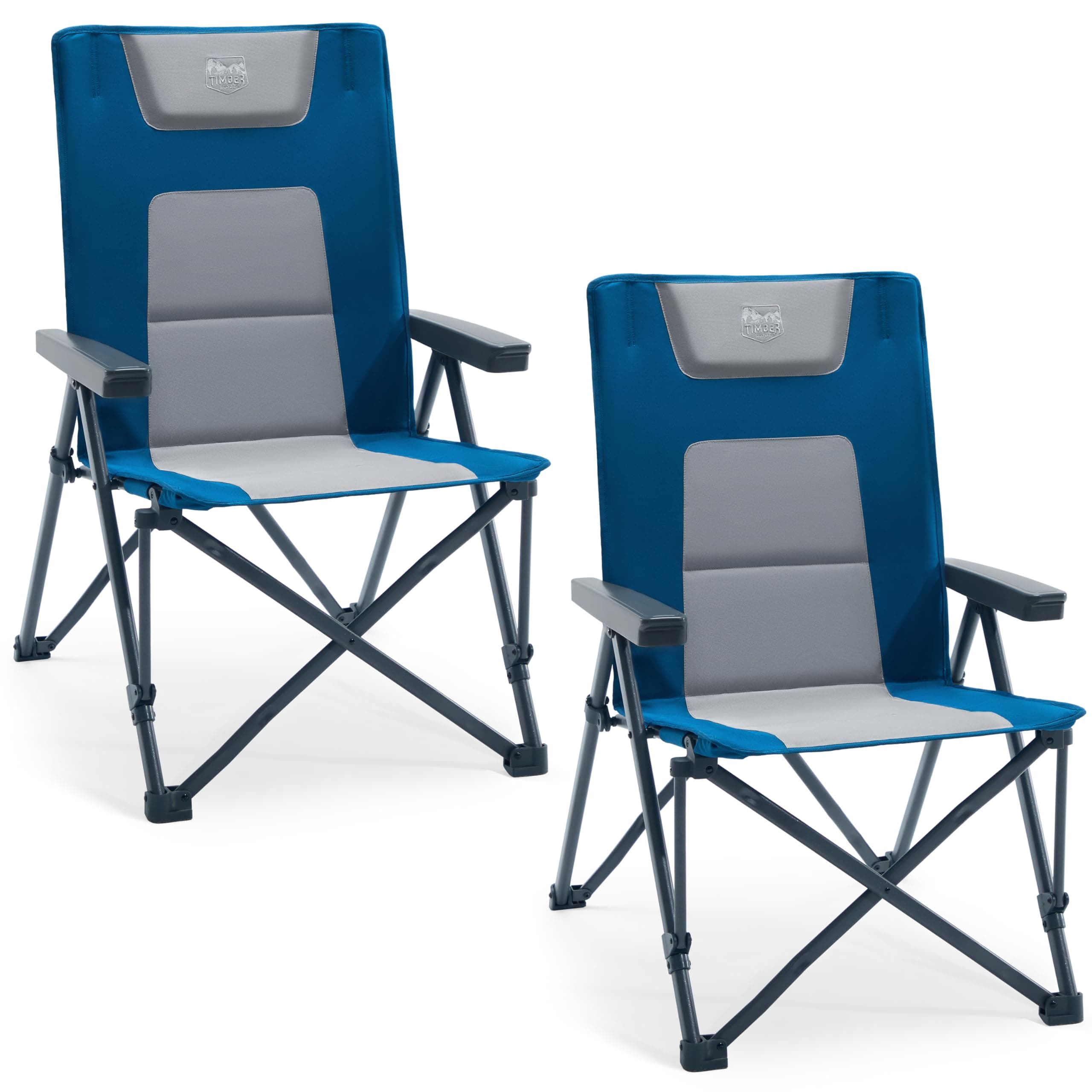 TIMBER RIDGE Silla de camping plegable de 260 kg, respaldo alto ajustable en 4 posiciones silla plegable acolchada, respaldo alto con bolsa de transporte silla de camping para jardín, balcón, caravana