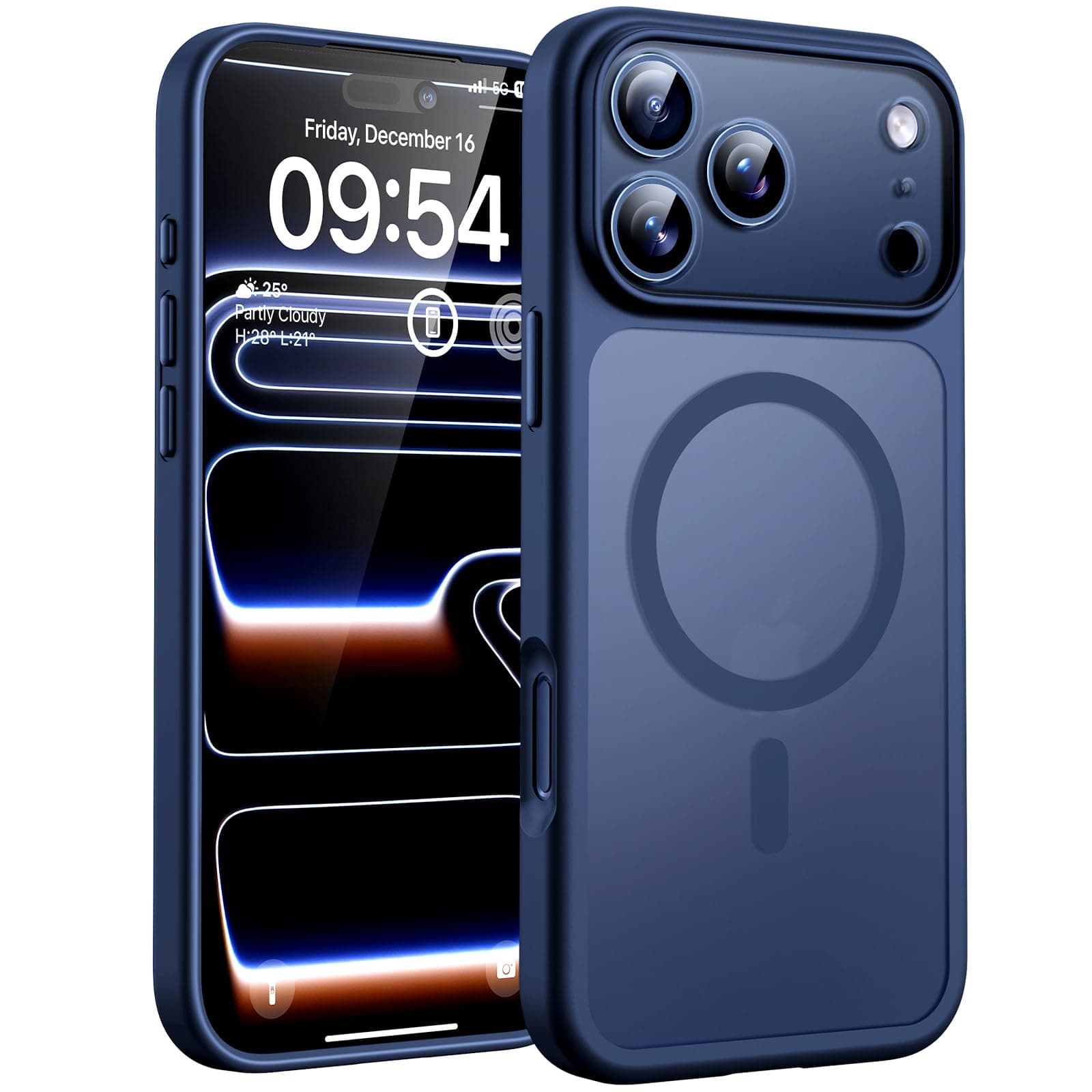 TOCOL Cover Magnetica per iPhone 17 Pro Max 6,9 Pollic, Compatibile con MagSafe, Anello Magnetico Incorporato, Protezione Fotocamera Integrata, Custodia Antiurto Traslucida Opaca, Blu