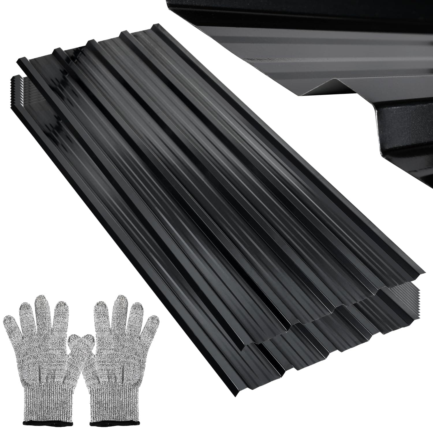 ISOISL Lot de 24 plaques de toit en tôle ondulée, 129 x 46 cm, imperméables et inoxydables, idéales pour abris de voiture, revêtement mural en métal et toits en tôle d'acier, anthracite