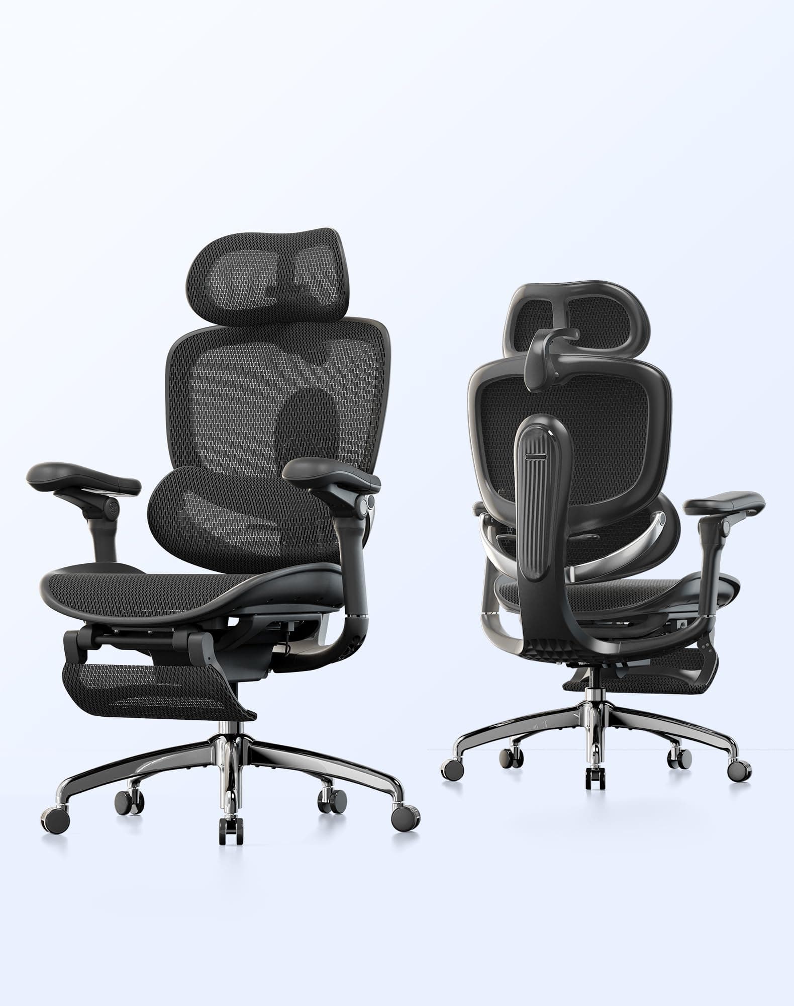 SIHOO Doro C300 V2 Fauteuil de Bureau Ergonomique avec Repose-Pieds, Double Support Lombaire Dynamique et Accoudoirs 6D Coordonnés – Réglable pour Travail et Gaming, Noir
