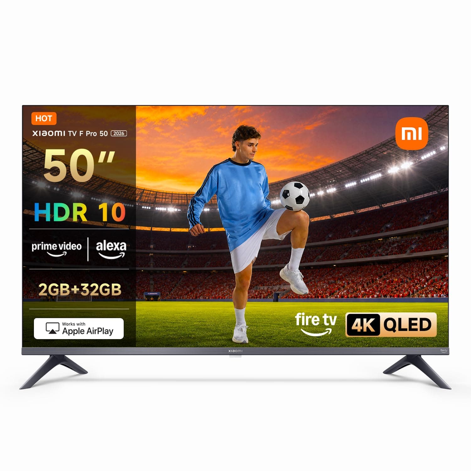 Xiaomi TV F Pro 50(127 cm), 4K UHD QLED, Smart TV, Fire OS8, Triple Tuner DVB-C/S/S2/T/T2, HDR10,60Hz mit 120Hz Game Boost Mode,MEMC,Sprachsteuerung mit Alexa,2GB+32GB,Kompatibel mit Apple AirPlay