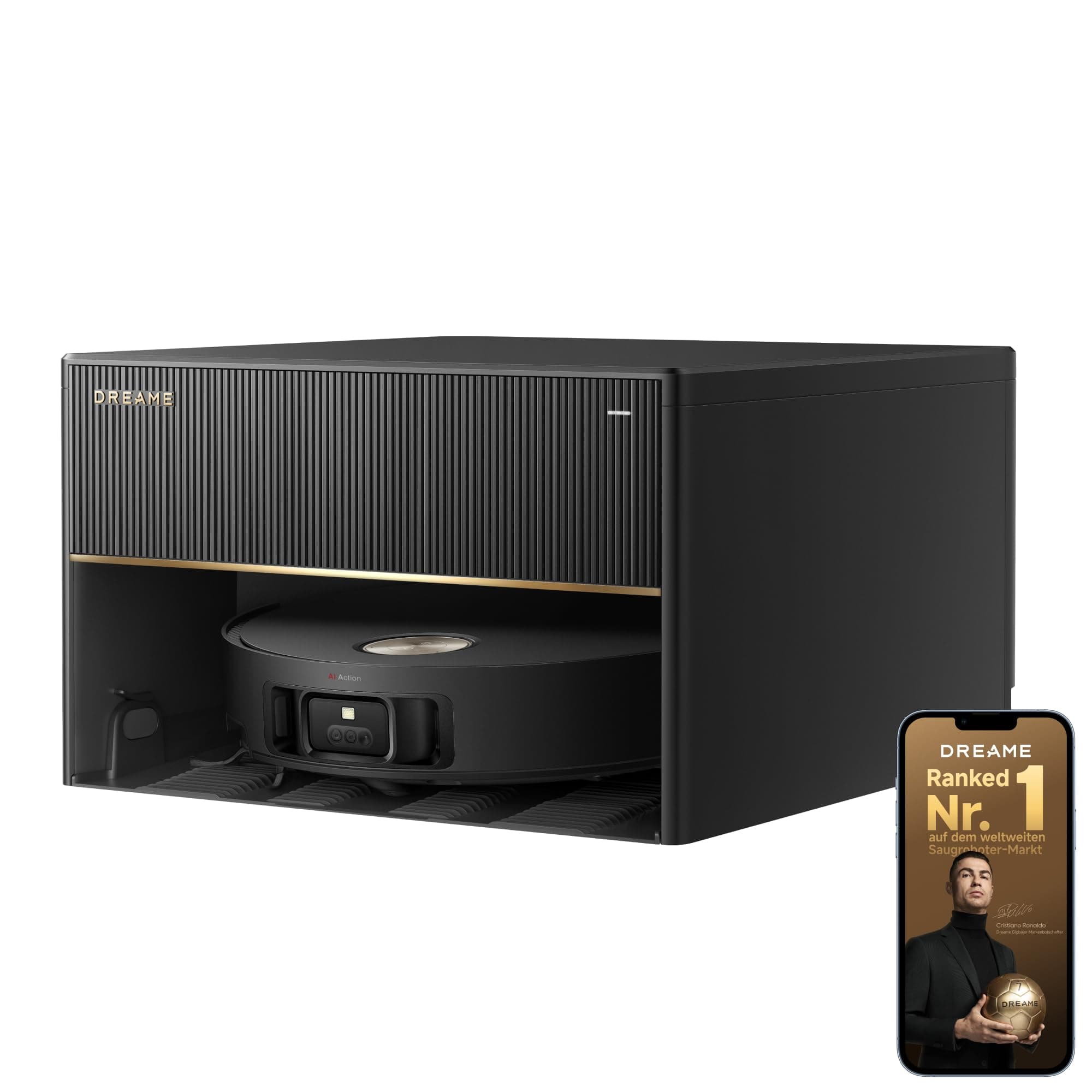 dreame X50 Master Saugroboter mit kompakter 24,9-cm-Basisstation | 20.000 Pa,Automatisches Nachfüllen und Entleeren,8-in-1-Basisstation,6 cm Hindernisüberwindung,KI-Hindernisvermeidung