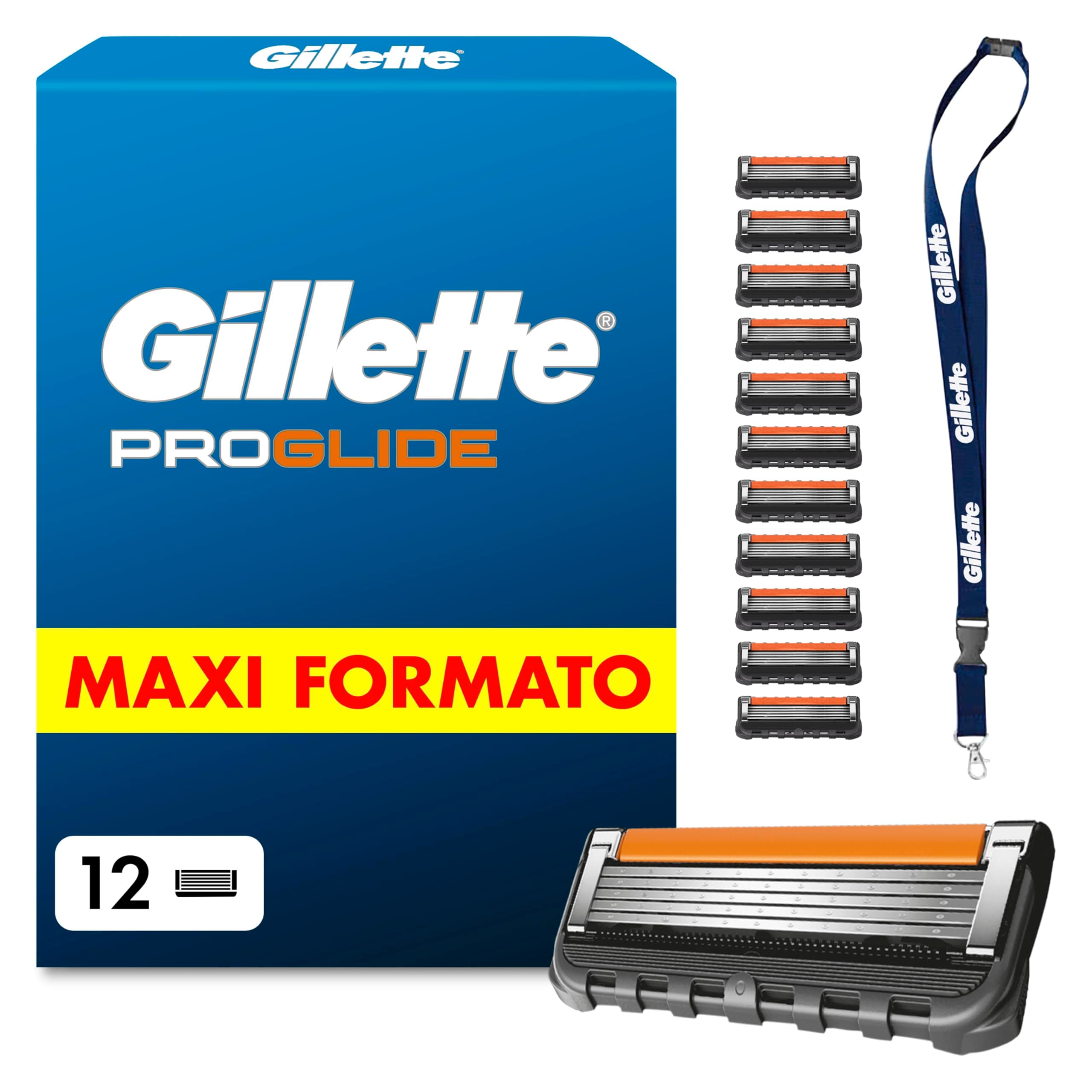 Gillette Proglide Lamette da Barba per Rasoio Barba Manuale, 12 Lamette Gillette Proglide di Ricambio per Rasatura Profonda Uomo, Lame di Precisione per Rasoio Manuale Uomo