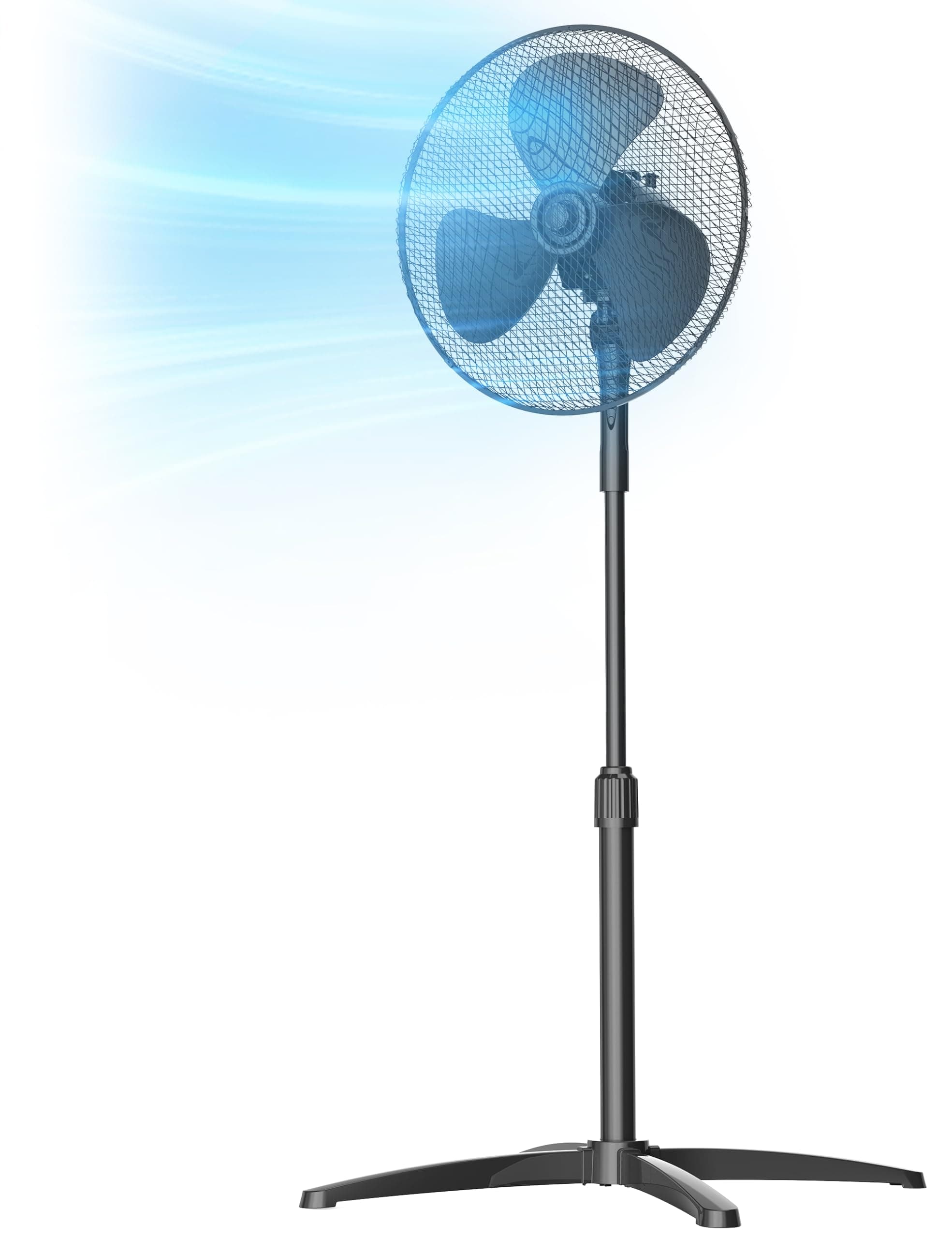 Midea Ventilatore a Piantana 40 cm FS40-25MSE(BL) Motore in Rame Potente, 3 Velocità, Oscillazione 90°, Altezza Regolabile 96–125 cm, Flusso d’Aria 40 m³/min