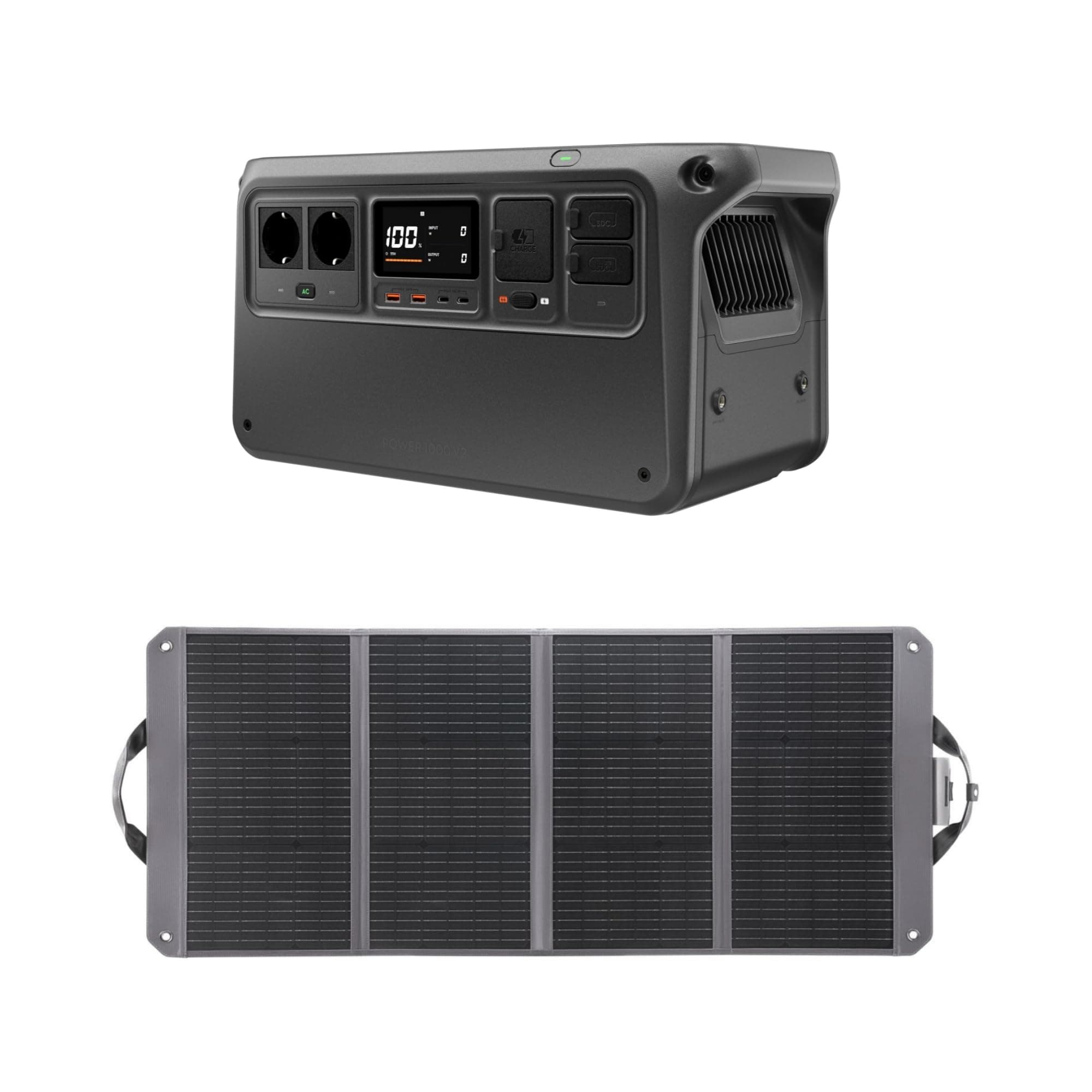 (Préparer soi-même l'adaptateur MPPT) DJI Power 1000 V2 Station d'alimentation portable 1024 Wh, 2600 W avec 1 panneau solaire de 120 W(Zignes), générateur électrique pour camping.