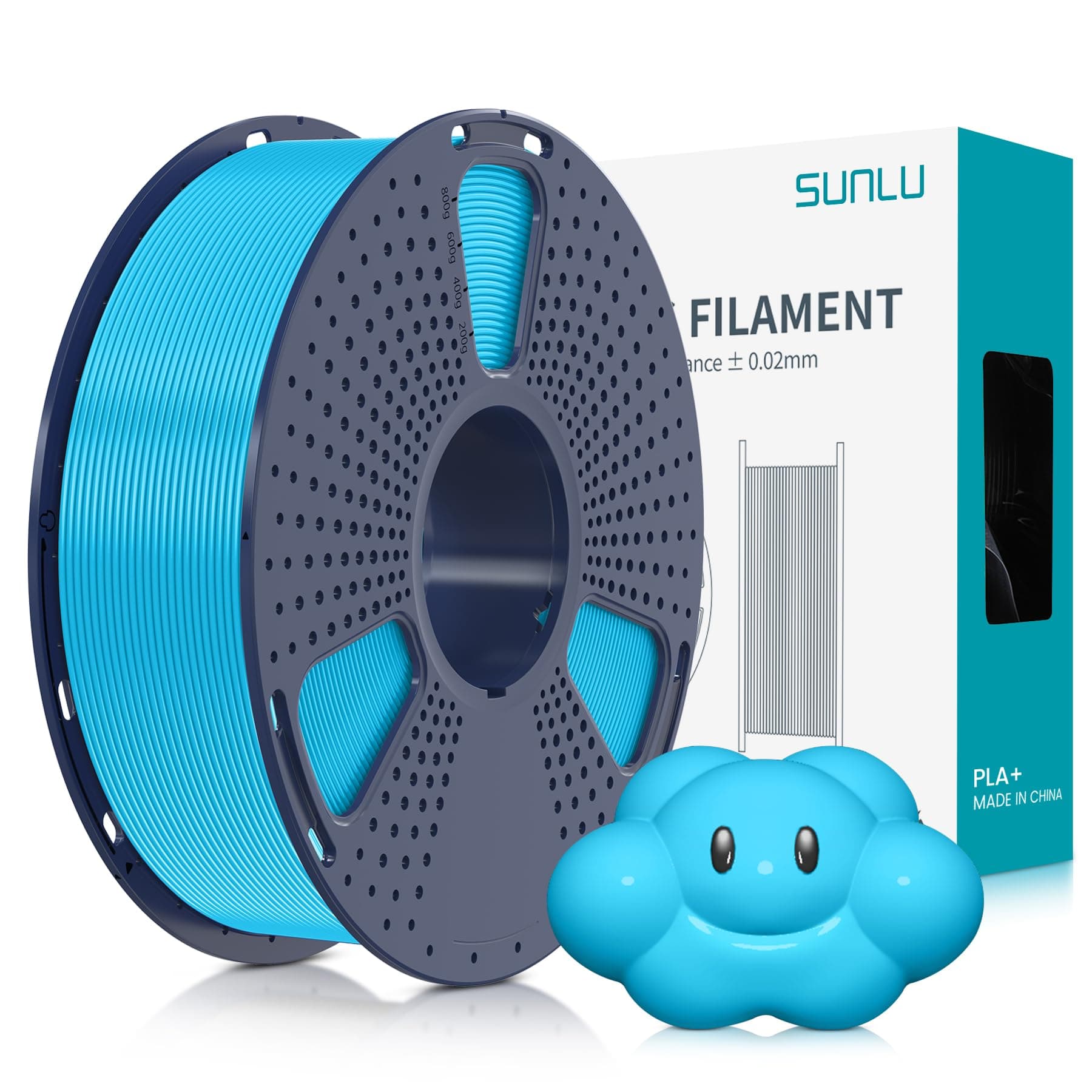 SUNLU Filamento PLA+ 1.75 mm, Filamento para Impresora 3D PLA Plus 1KG,Mejora de la resistencia,Neatly Wound, Filamento de impresión 3d PLA+, Precisión dimensional +/- 0.02mm,Azul cielo