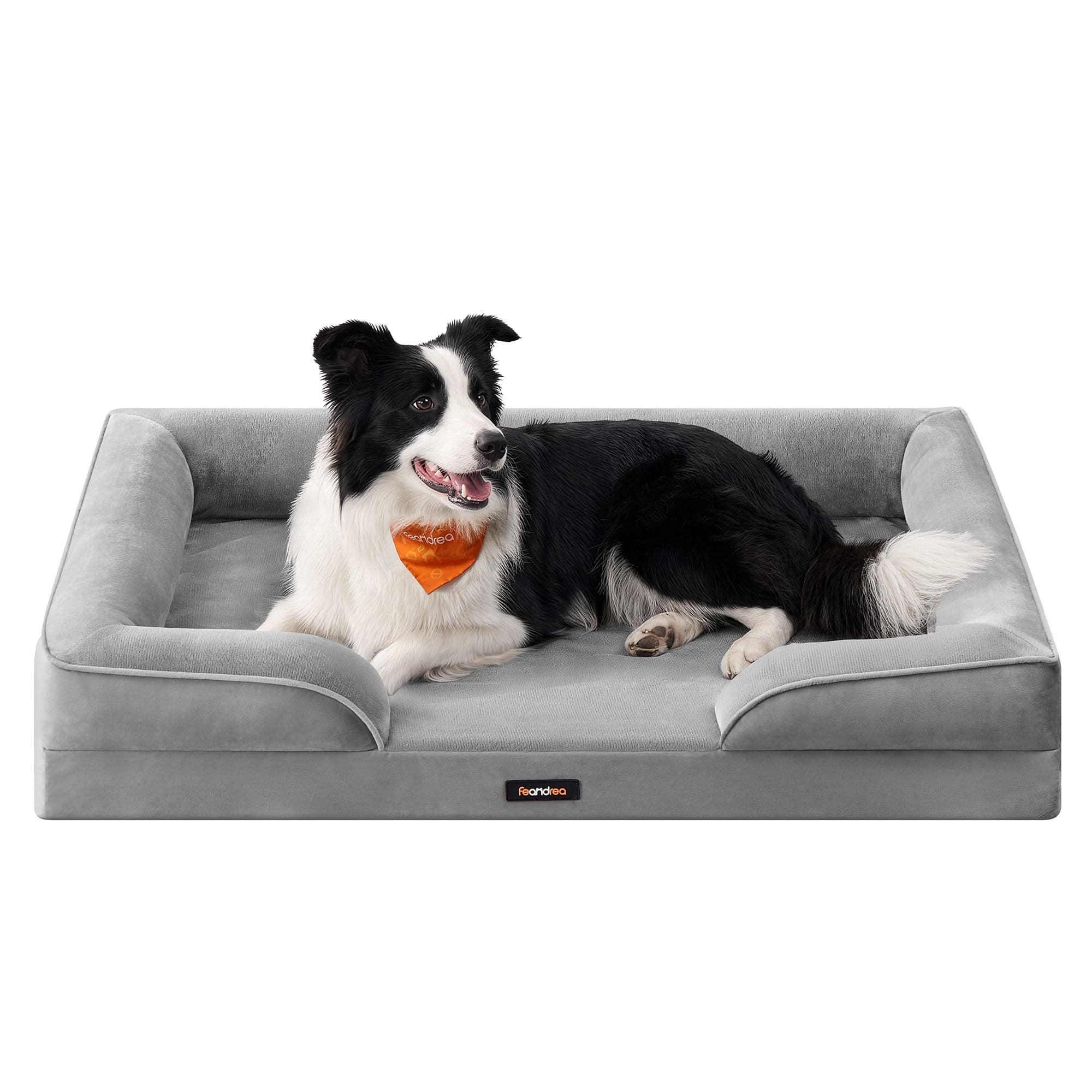 FEANDREA Panier pour Chien, Orthopédique et Lavable, 104 x 69 x 17 cm | Lit pour Chien Dehoussable Lavable, Mousse Alvéolée, Antidérapant, Revêtement Imperméable, Gris Tourterelle, PGW323GD01