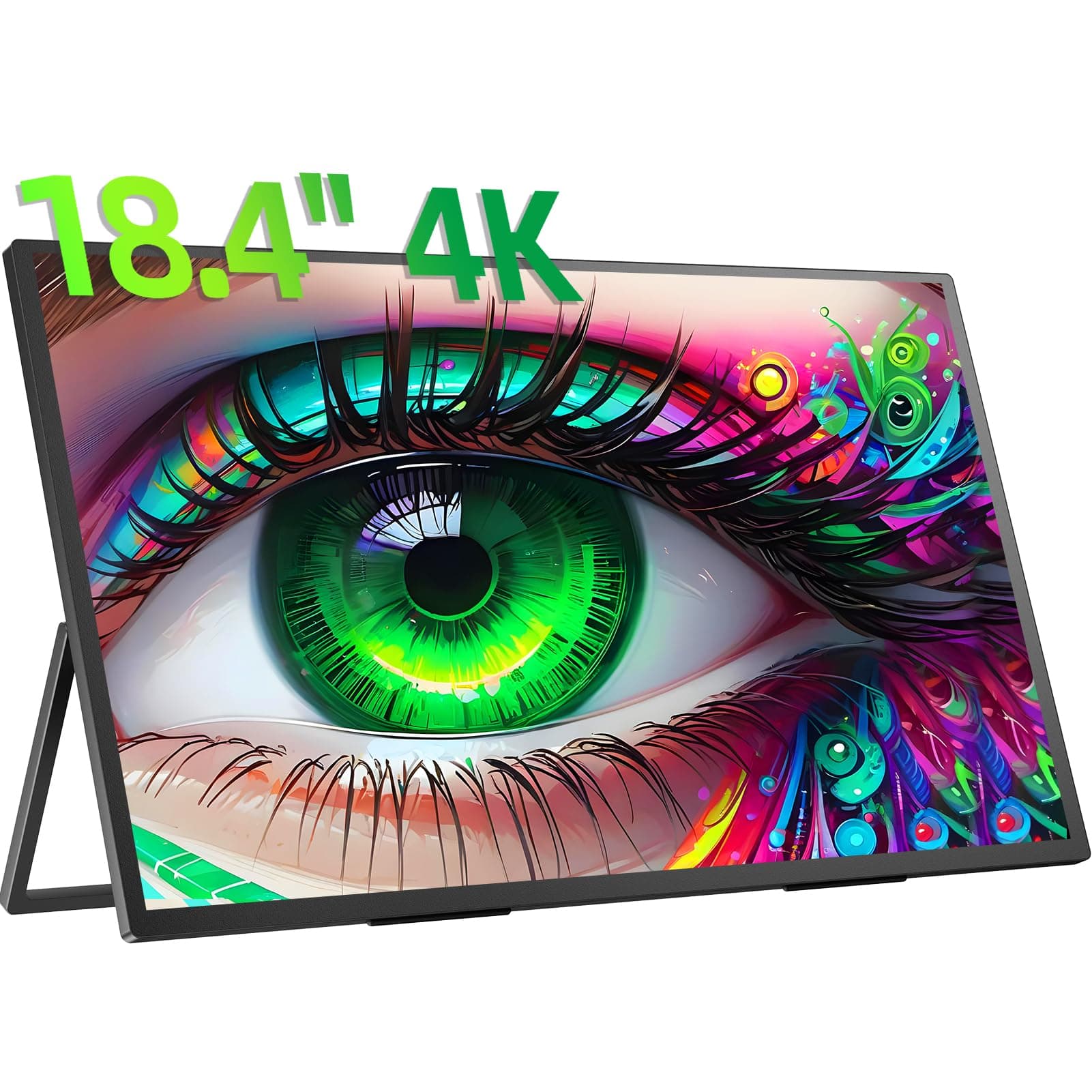UPERFECT 18 Pulgadas 4K Monitor Portátil con Mate Eye-Care QLED Display UHD 3840 * 2160 Soporte Integrado USB C Mini HDMI para Laptop PC Smartphone Switch Xbo PS-4/5, Pantalla Móvil Montaje VESA