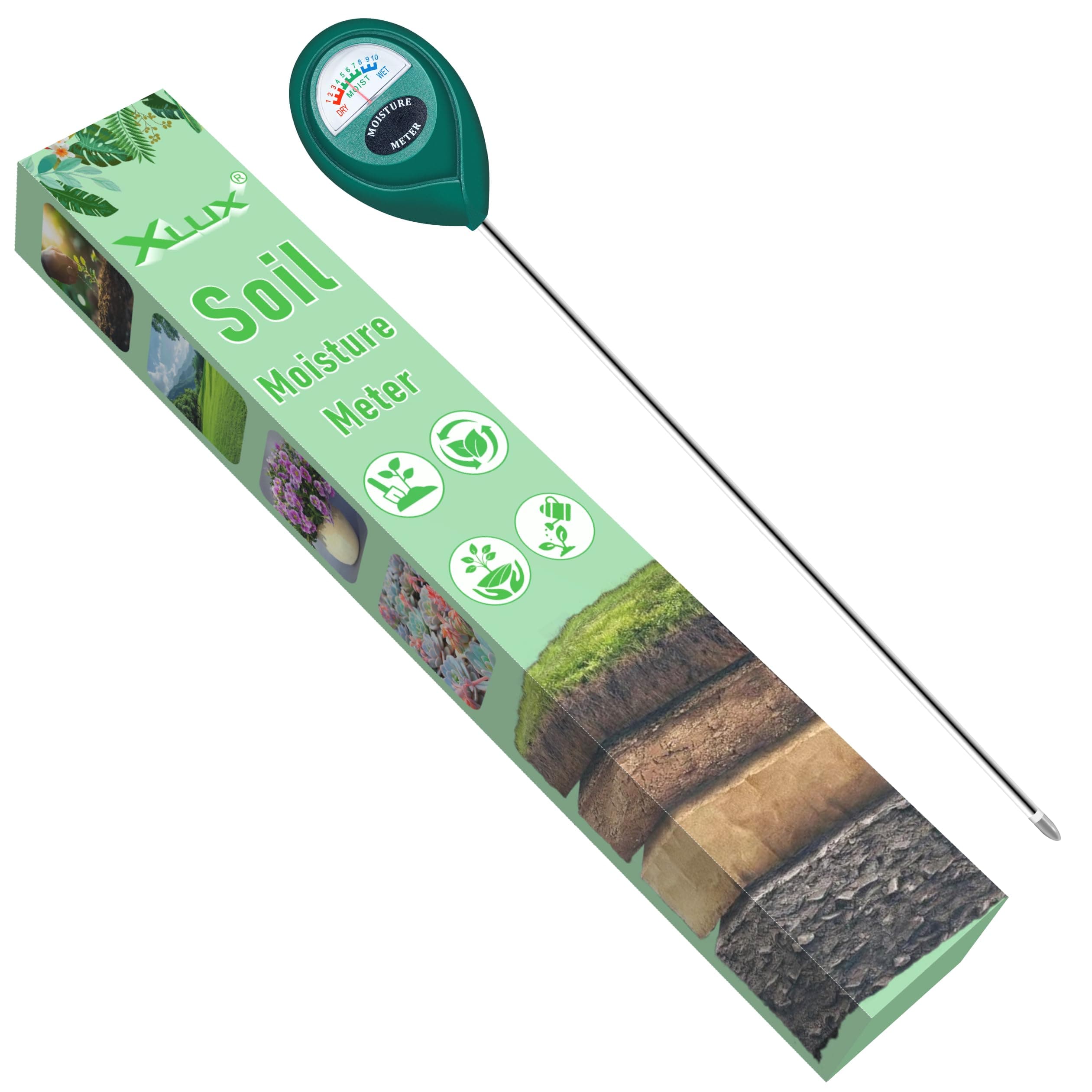 XLUX Medidor de Humedad de Suelo de Uso Profundo, Sensor indicador de Monitor de Agua, higrómetro para Plantas Grandes de Interior y Exterior, Flores, jardinería, Agricultura