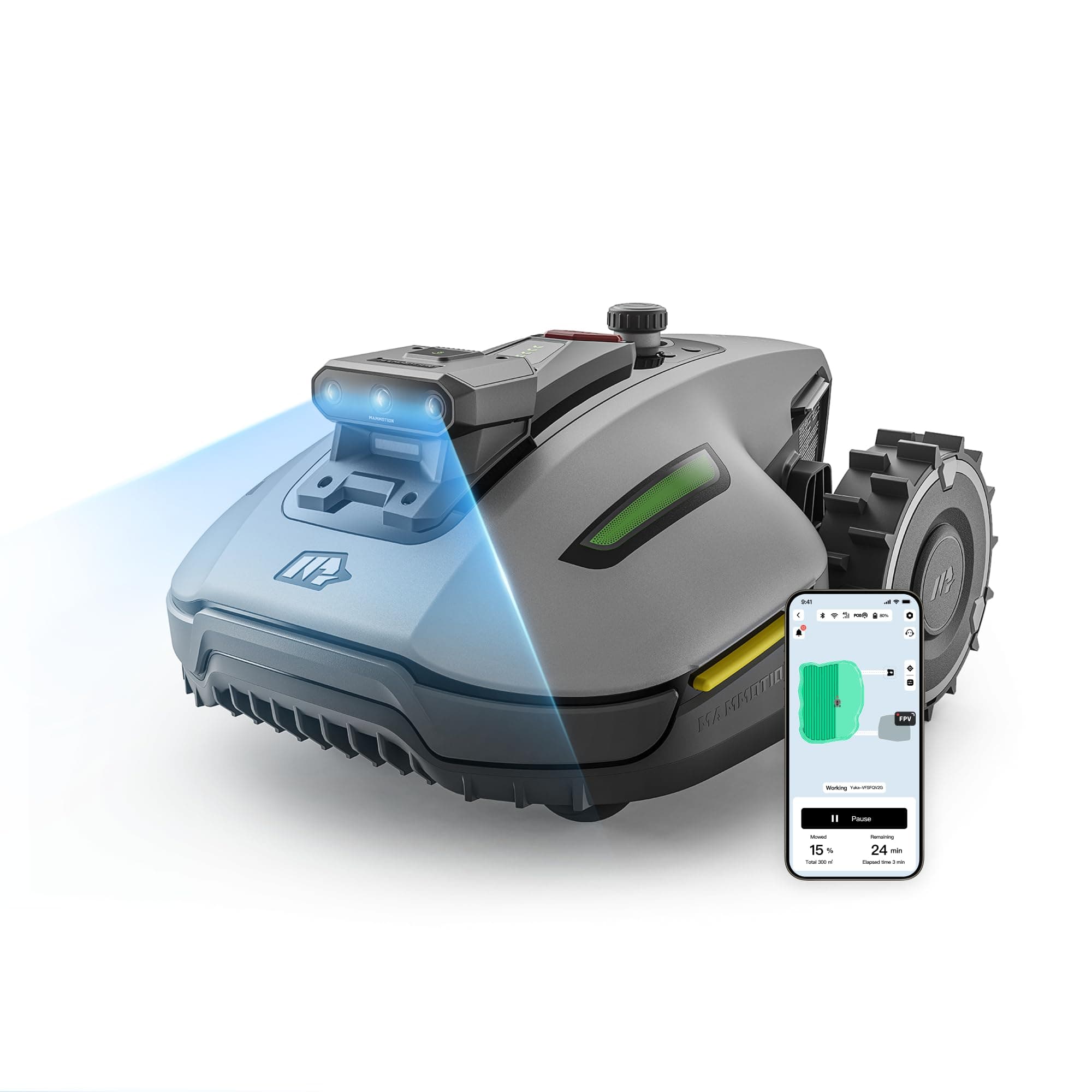 MAMMOTION YUKA mini 2 500 Mähroboter ohne Begrenzungskabel, Empf. 500 m², Kein RTK, Kein Signalabbruch, KI TrueVision-Navigation, Auto-Mehrzonen-Kartierung, DropMow, RWD für 45% Steigung, 4.5Ah-Akku