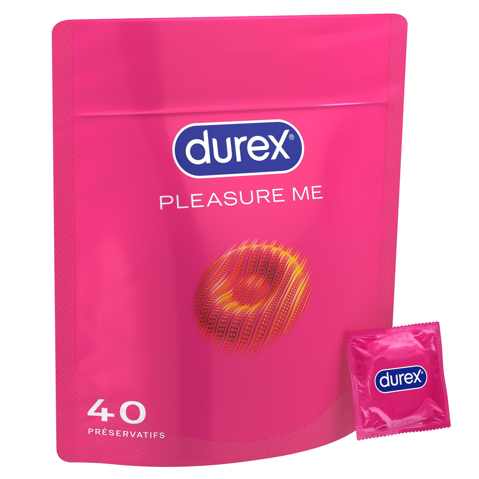 Durex PLEASURE ME - 40 Préservatifs Perlés et Nervurés - Extra lubrifiés