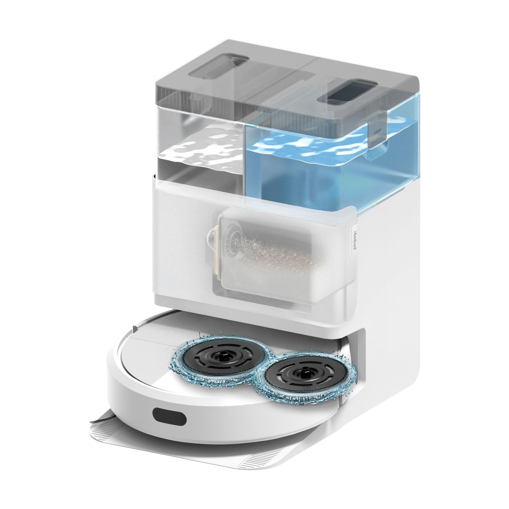 iRobot Roomba Plus 405 Combo Robot + AutoWash - Base Multifonction - Lavage et séchage des lingettes - LiDAR Clearview - 75 Jours d'autovidage - Double Lavage avec SmartScrub - Blanc