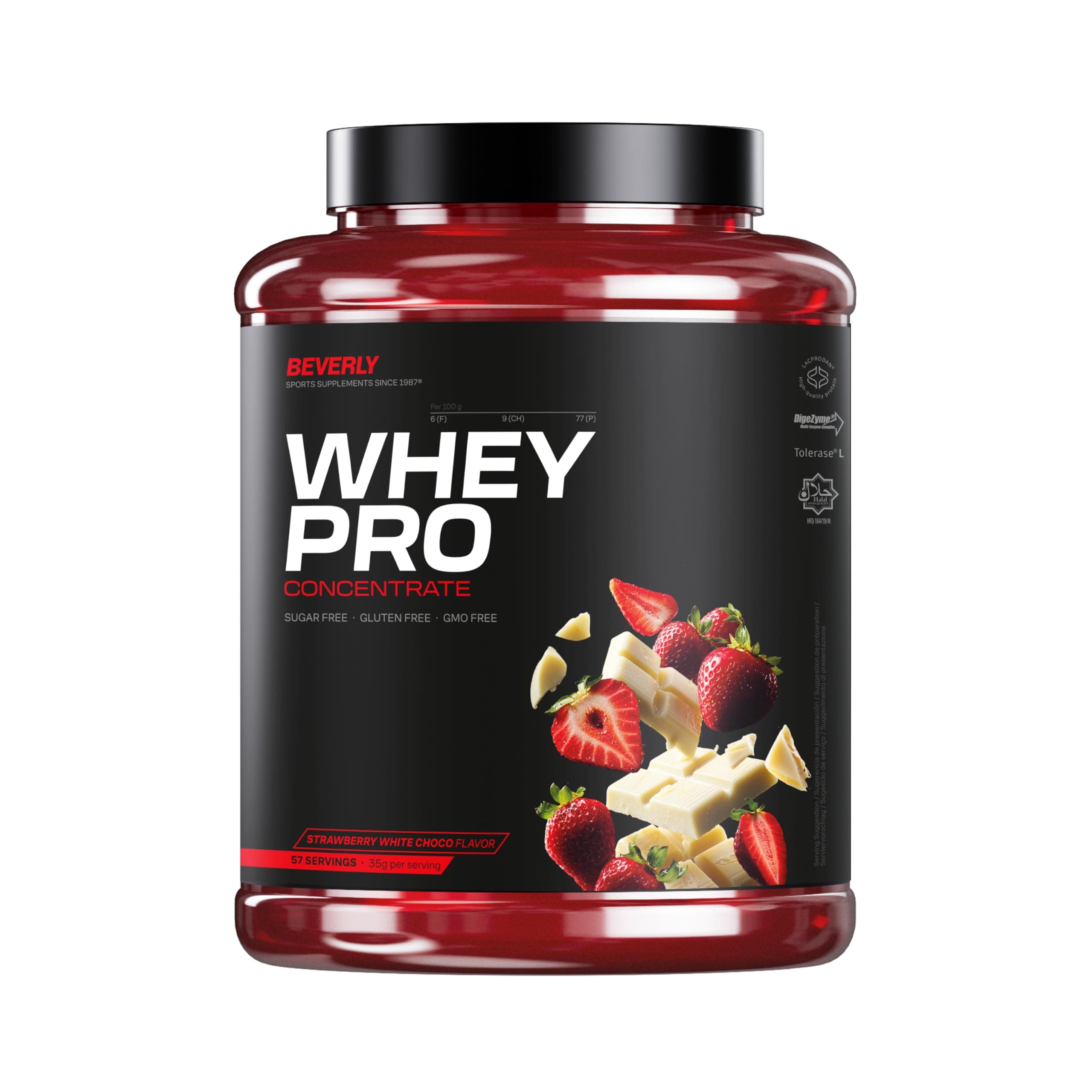 Beverly WHEY PRO 2 kg – Whey Protein Concentrate Premium | 28 g Proteína por Toma | 58 Servicios | Ganancia Muscular Rápida y Recuperación | Ideal Gym y Fitness (2 Kg, Fresa Chocolate Blanco)