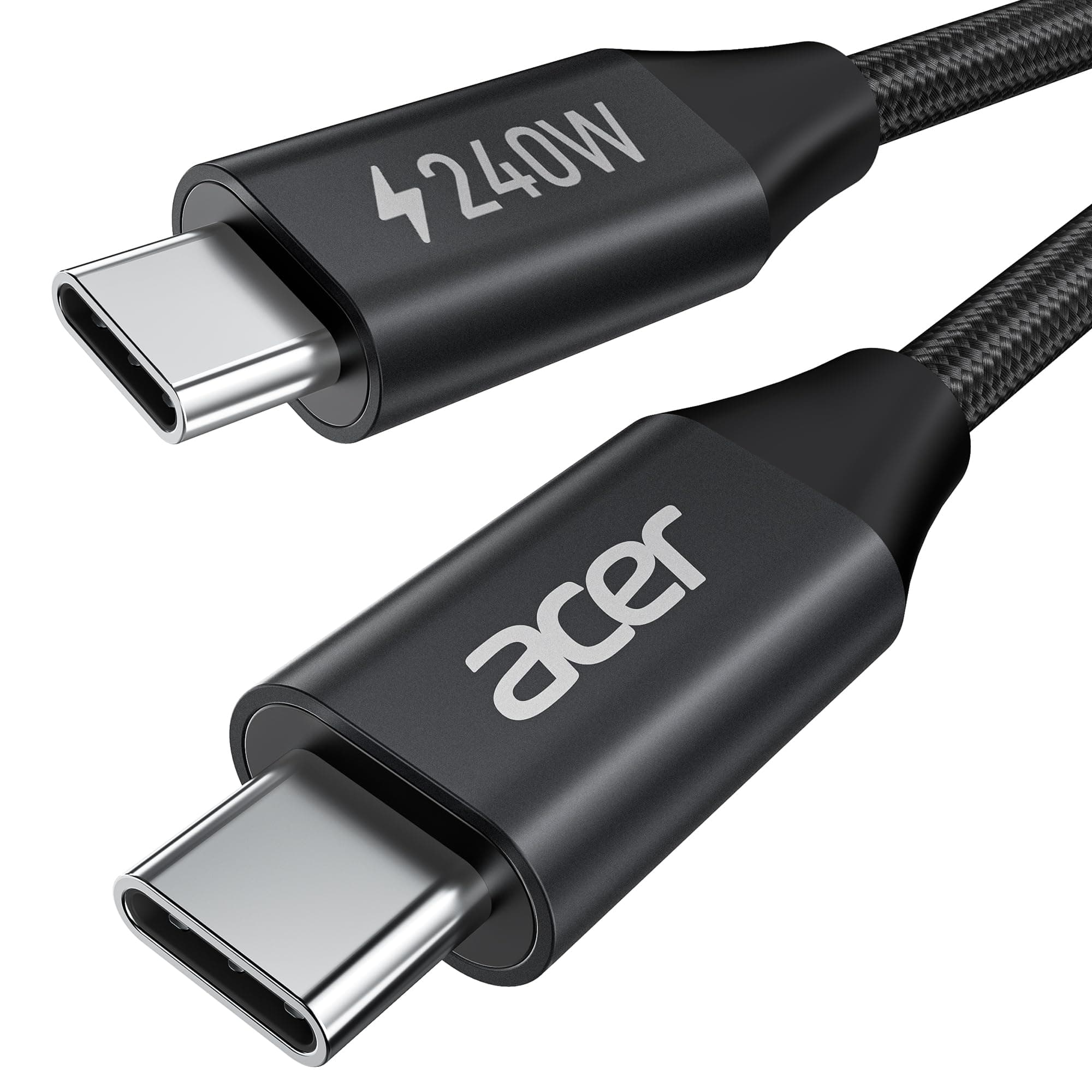Acer Cavo USB C 240W 2m, Cavo USB C contro USB C Carica rapida, Caricatore Tipo C Nylon Braided Compatibile con iPhone 16 15 Samsung S23 Ultra iPad Air MacBook Pro Google Pixel 7 Switch ecc.