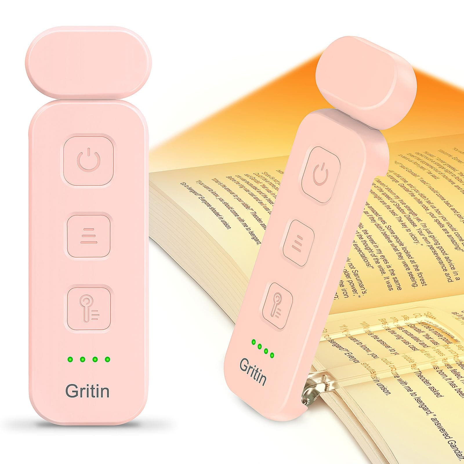 Gritin Luce per Lettura Libri a Letto, 7 LED Luce Lampada da Lettura per Libro Ricaricabile Clip, 3 Temperatura Colorei, 5 Luminosità & Regolabili in Continuo per Gli Amanti dei Libri