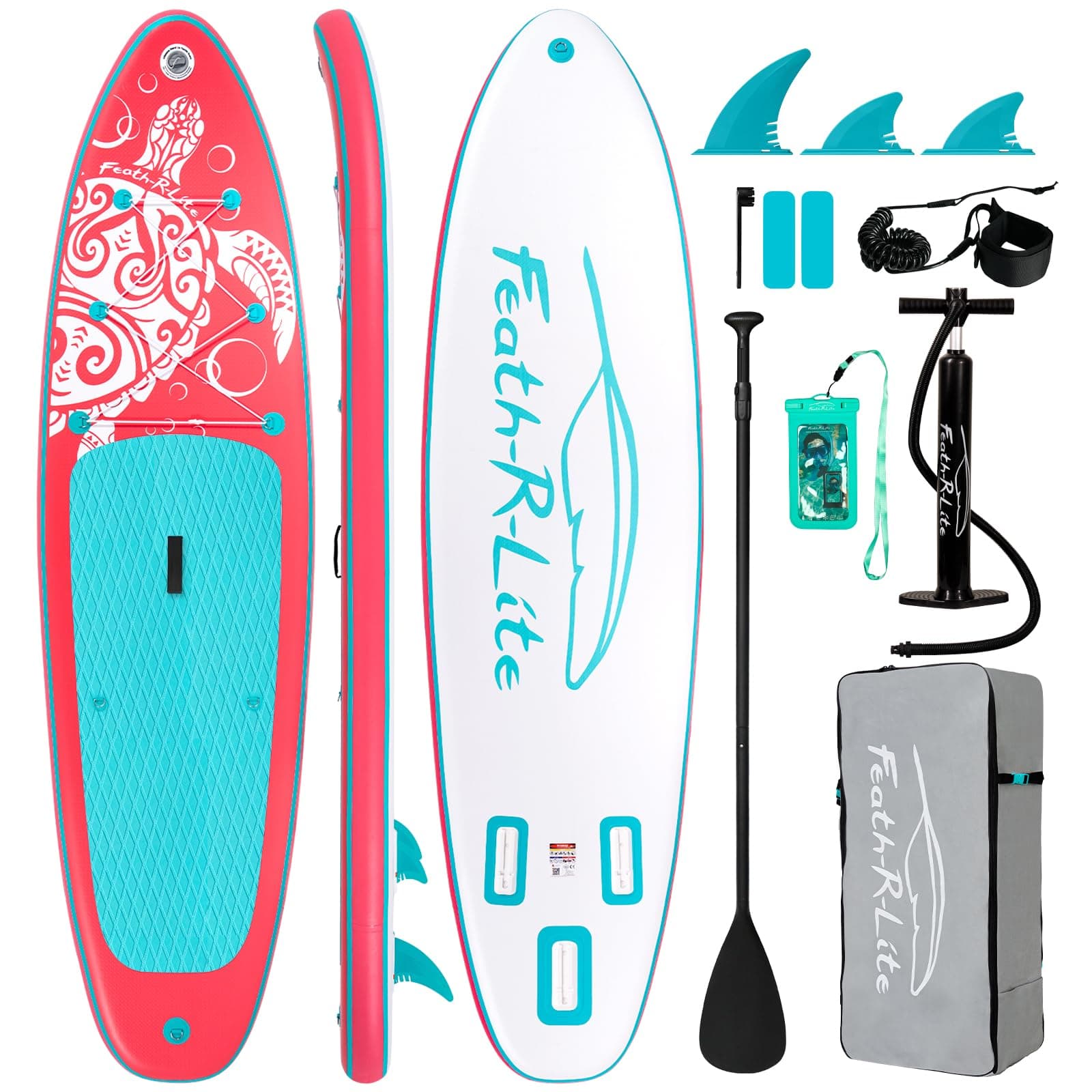 FEATH-R-LITE Gonfiabile Stand Up Paddle Board Ultraleggero - Accessori SUP: pagaia regolabile, pompa, zaino, leash, finlandese - Per tutti i livelli di abilità