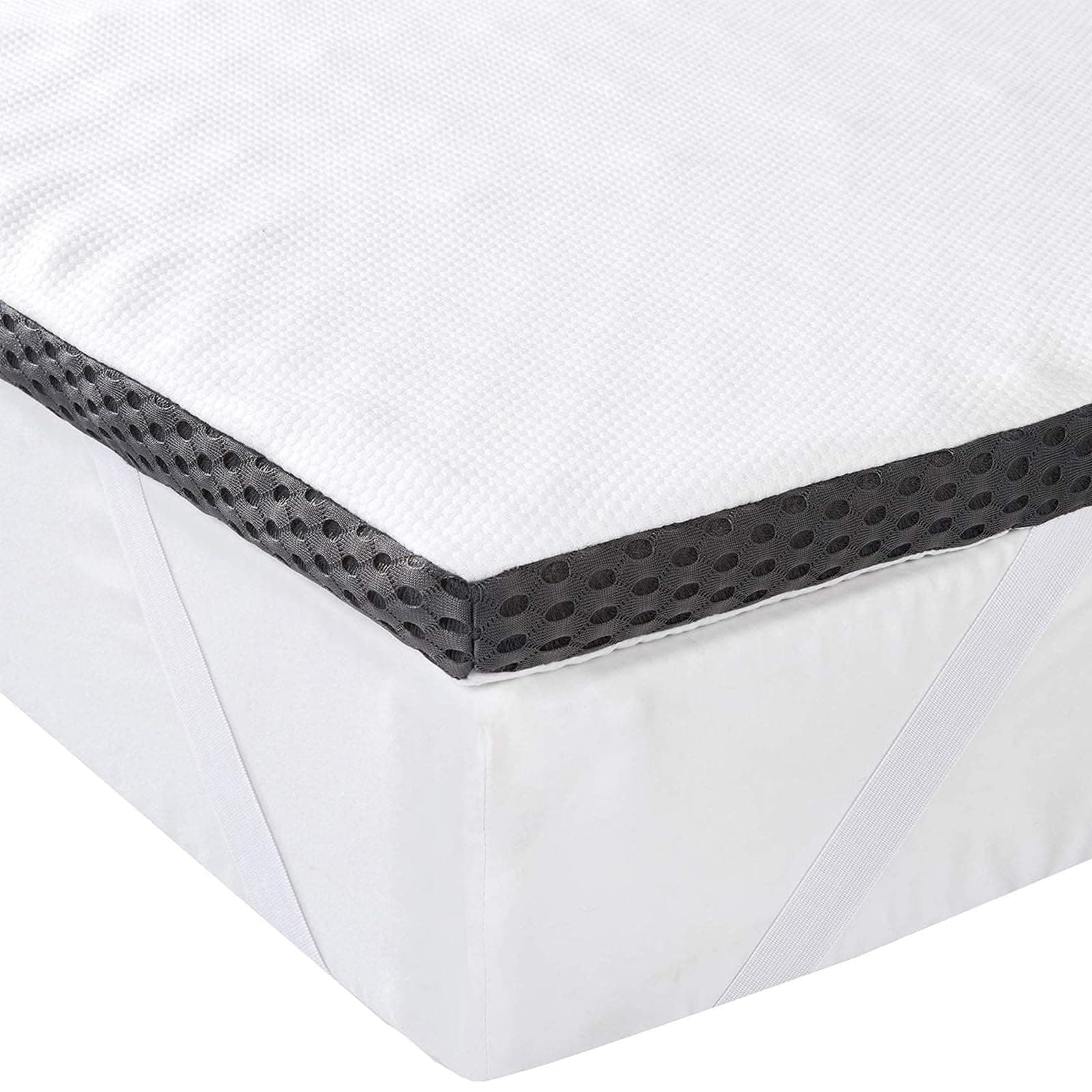 Amazon Basics Colchón de Espuma viscoelástica Topper con memoria con Funda removible y lavable, 120 x 200 cm, 4 cm, Blanco
