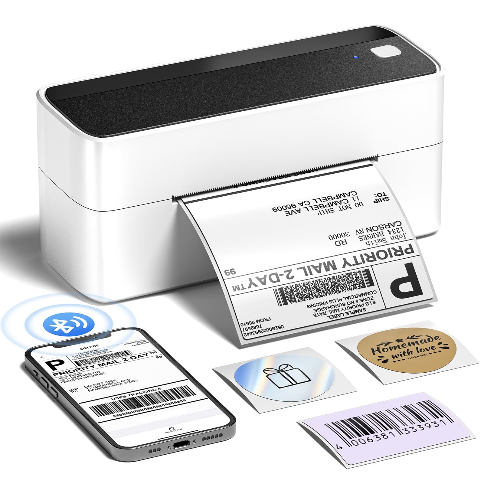 Phomemo 241 Imprimante Thermique Étiquettes 4 x 6 Pouces – Imprimante Étiquette Bluetooth pour Expédition, Compatible avec Amazon, DHL, UPS, Colissimo, Shopify, Vinted