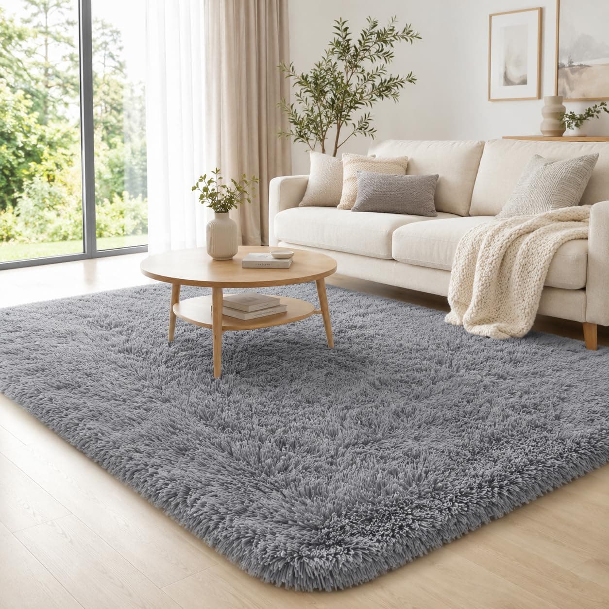 BEIMO Alfombra Pelo Largo, Shaggy Moderna Alfombras Salón, Suave, Antideslizante, Grande No Pierde Pelo Alfombra para Dormitorio, Habitacion, Gris, 160x230 cm