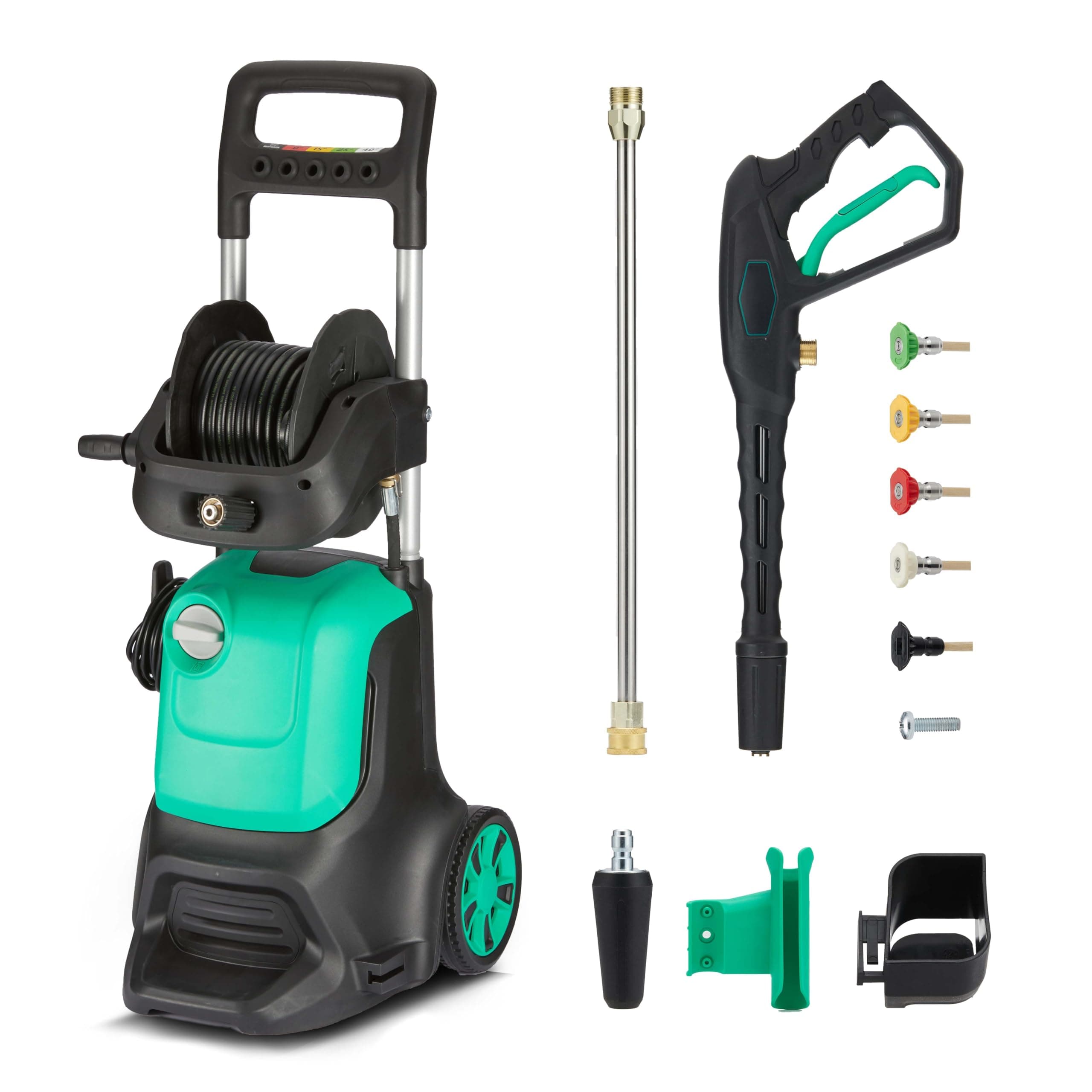 Amazon Basics Lavadoras a presión con cable, 2200 W, máximo 145 bar, máximo tasa de flujo: 500 l/h, verde