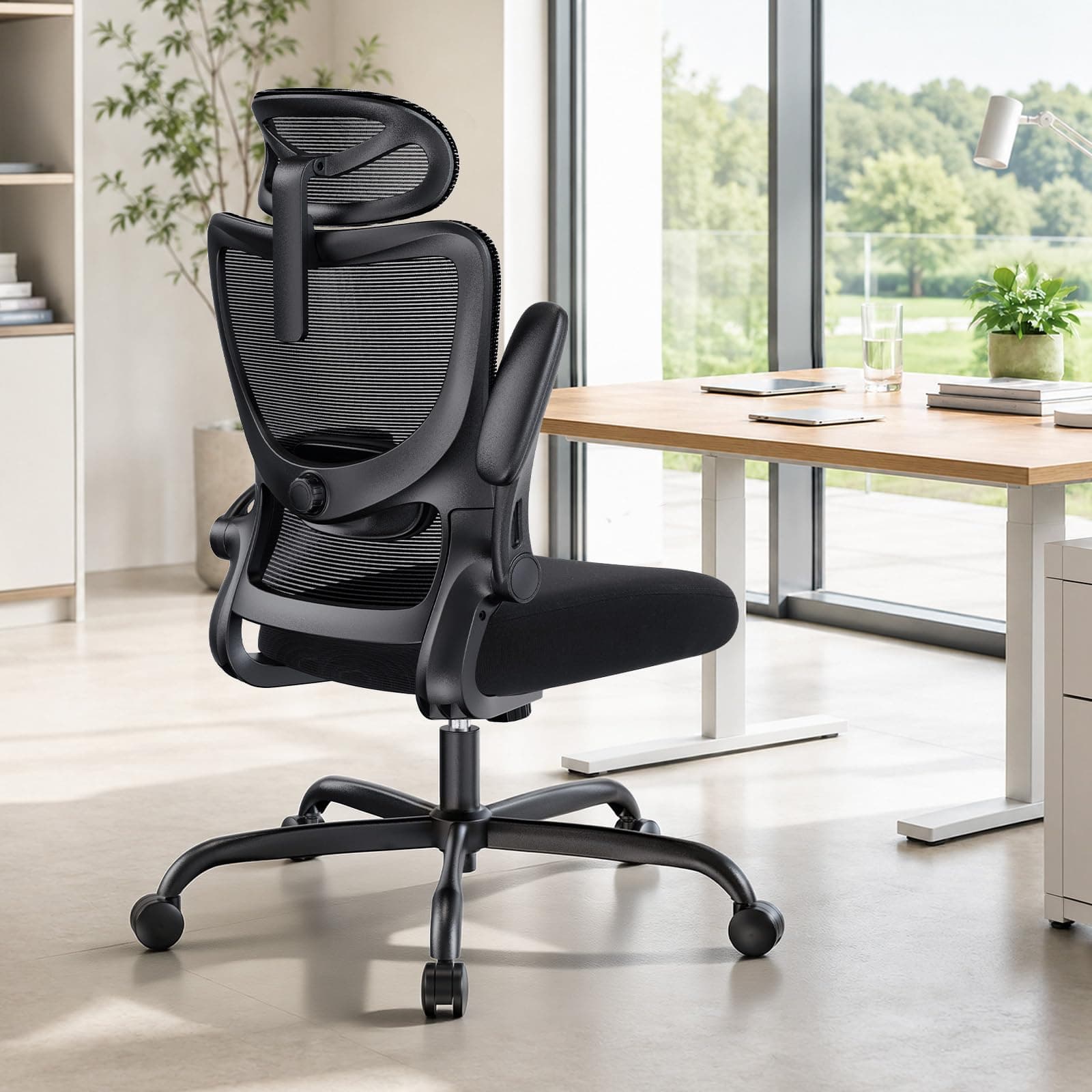 HUANUO Silla de Oficina Ergonómica, Silla Escritorio de Respaldo Alto con Soport Lumb Ajustable y Reposacab, Silla de Juego Cómoda con Reposabr 3D, Silla Ergonomica Escritorio, Carg Máx 136kg