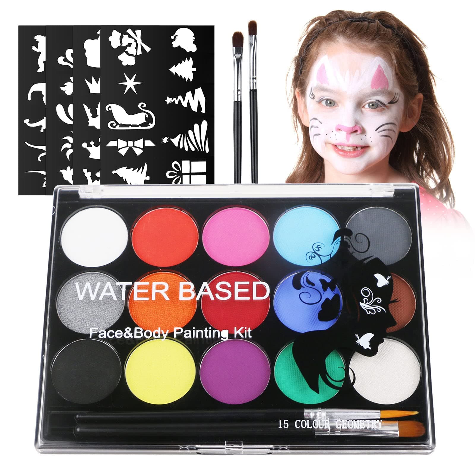 URAQT Peinture Corporelle pour Le Visage,Palette de Maquillage pour Enfant | 15 Couleurs Palette de Tatouage de Peinture à I'huile, S?r, Non Toxique, Pour Halloween, No?l, Carnaval, Soirées à Thème