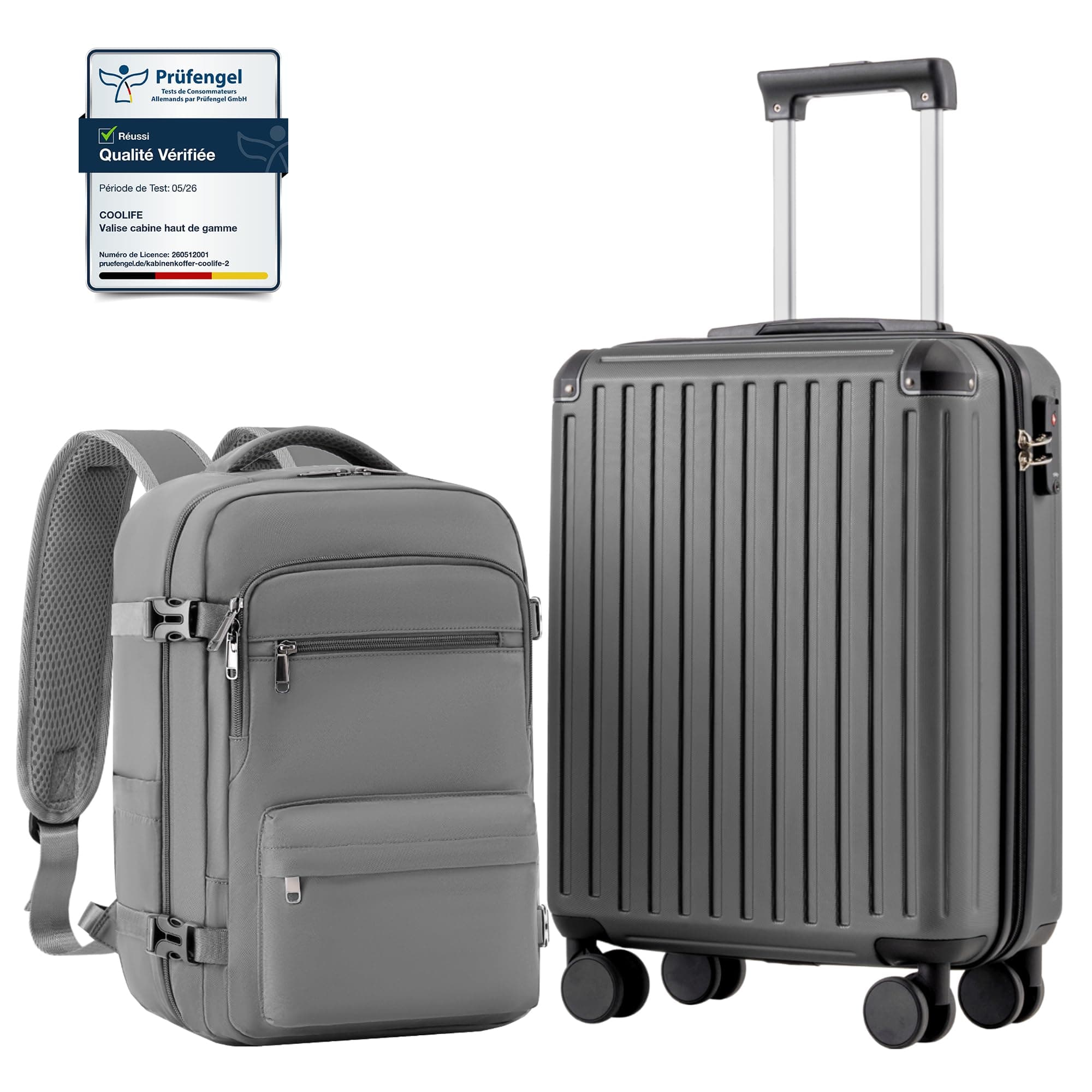 COOLIFE EasyJet Valise Cabine 55 x 40 x 20 et Bagage Cabine 40x20x25(20L), Bagages Cabine Bagage à Main Rigide avec Serrure TSA et 4 roulettes Jumelées Adapté Aux Voyages