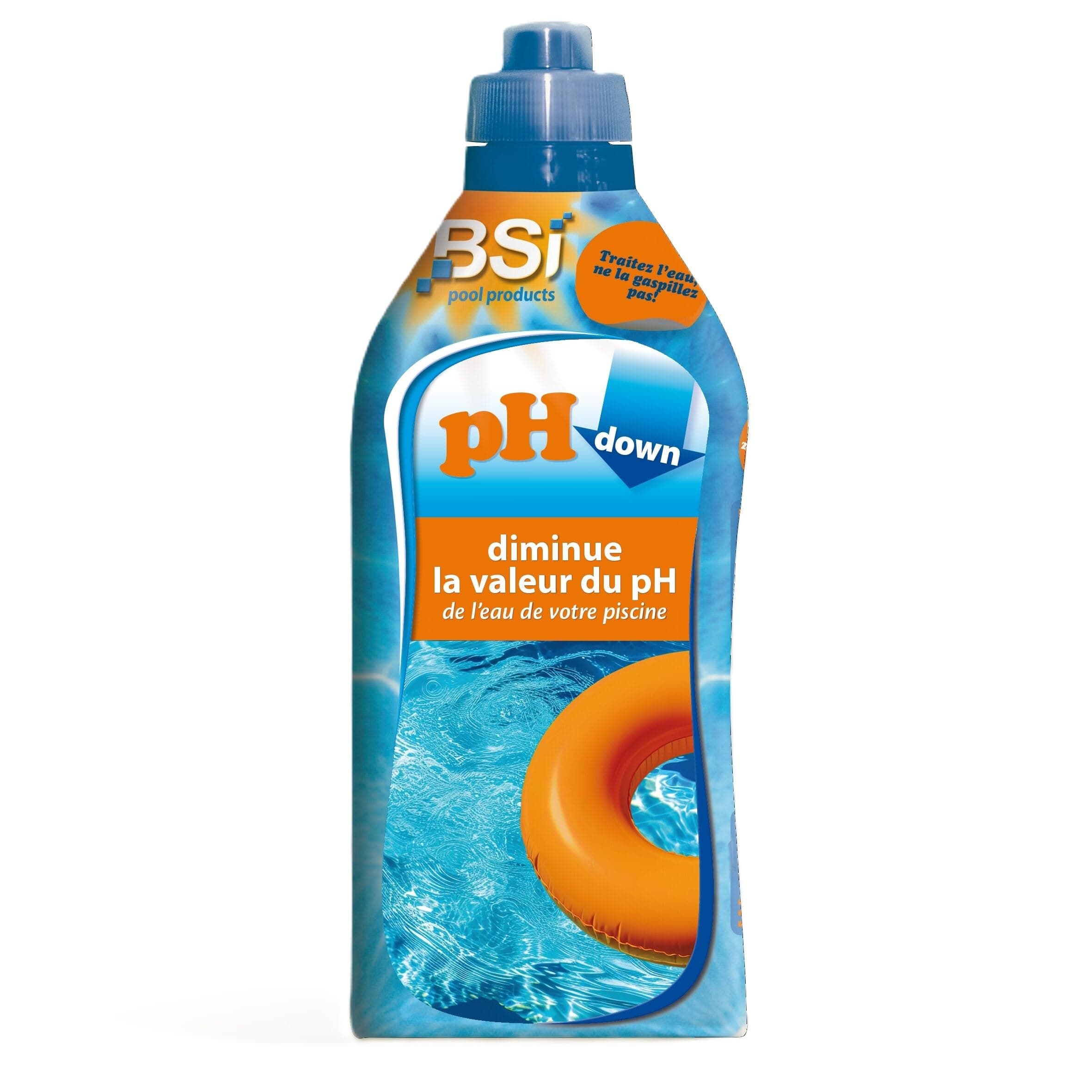 BSI pH Down Liquide pour Diminuer pH de piscine 1 L, Bleu