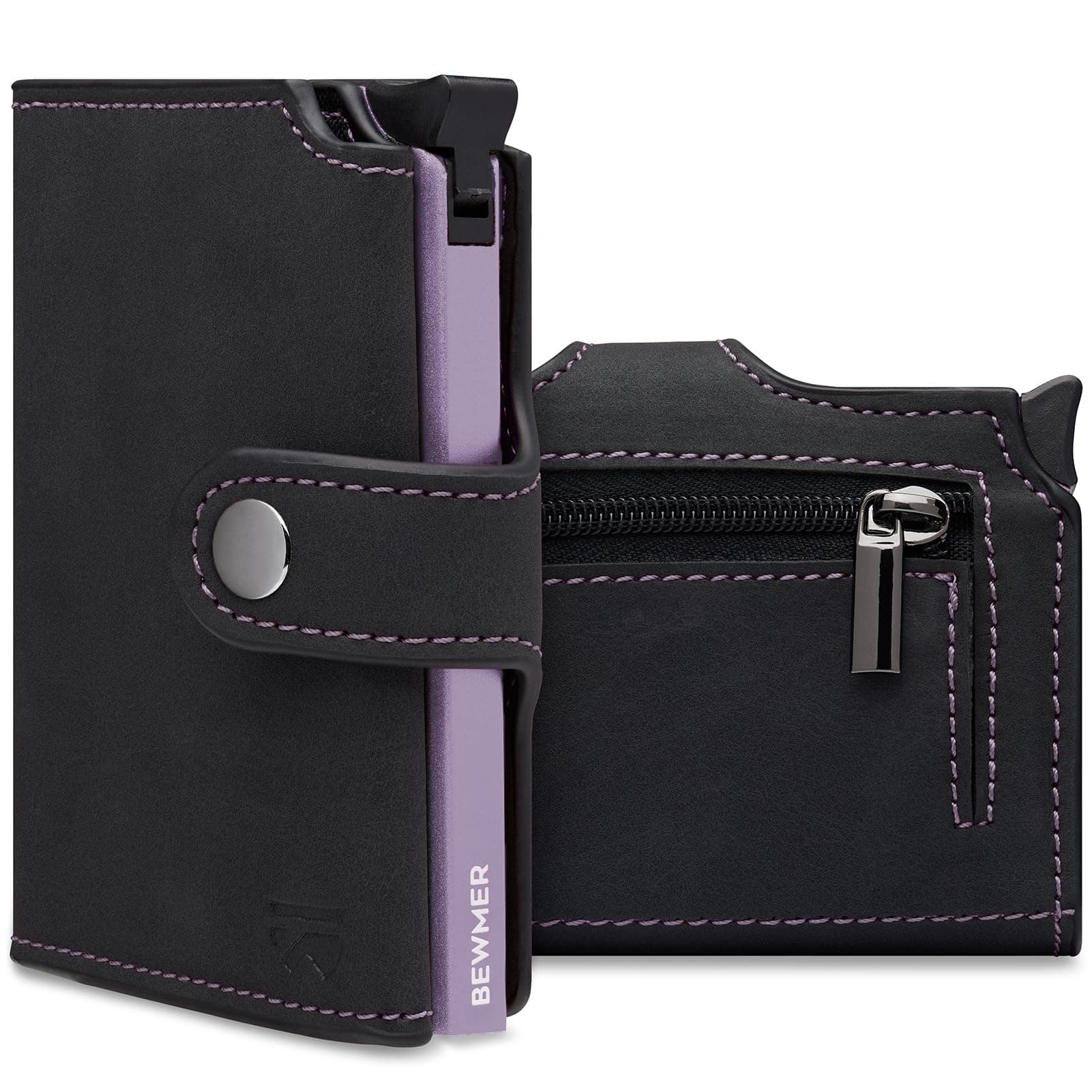 BEWMER v2 Portafoglio Uomo Slim In Similpelle Con Protezione RFID Anticlonazione – Porta Carte Di Credito Uomo E Donna Per 9 Tessere, Con Portamonete