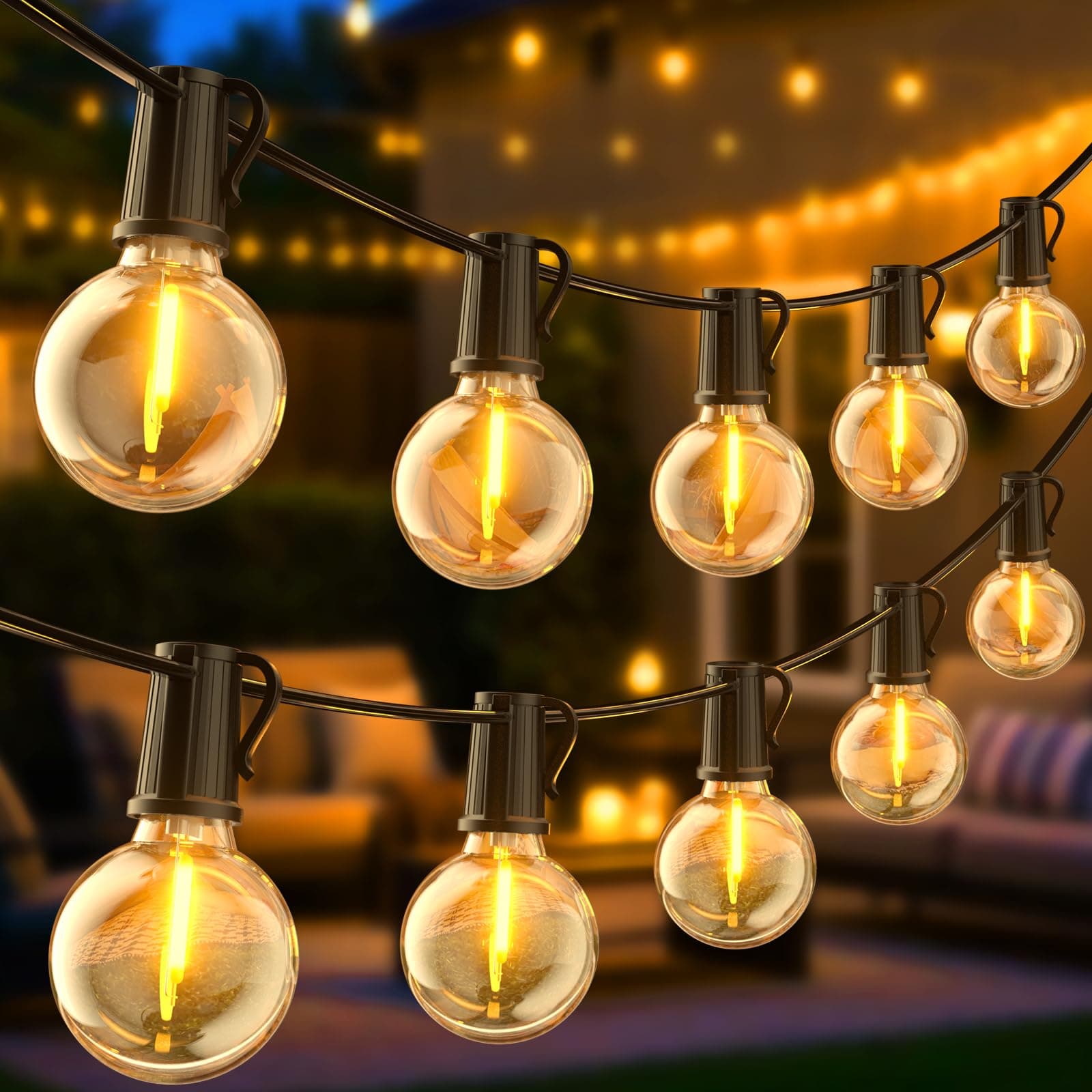 FIFlying Catena Luminosa Esterno, 48.15M/158FT G40 Impermeabile Luci da Giardino con 70+2 LED, 2700K Bianco Caldo Catene Luminose da Esterno, Adatta per Terrazze, Feste, Festival, Matrimoni, Giardini