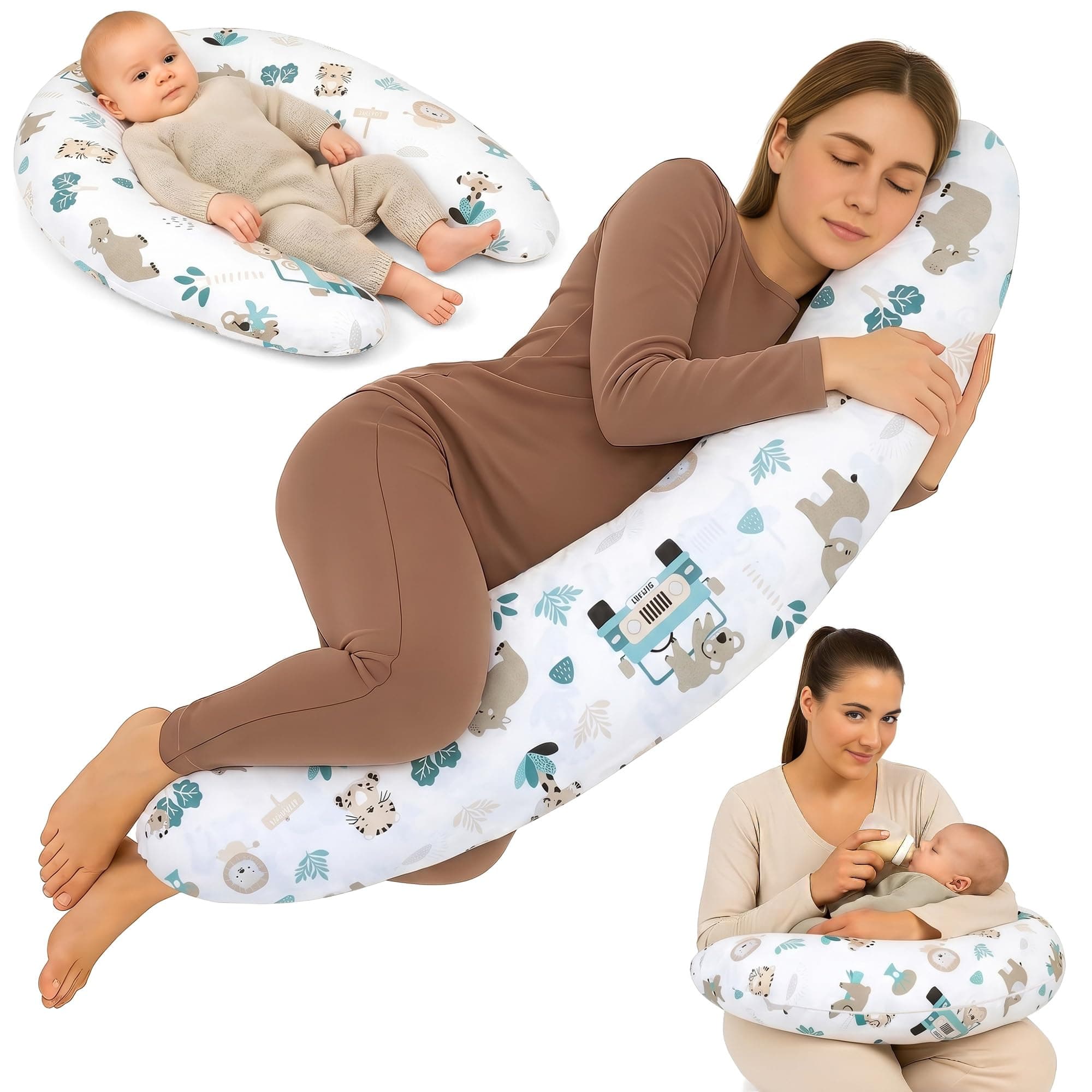 Totsy Baby Cojin Lactancia y Embarazo 190cm – Almohada para Dormir de Lado Descanso y relajación Ideal para futuras mamás Forma en C Oeko-Tex
