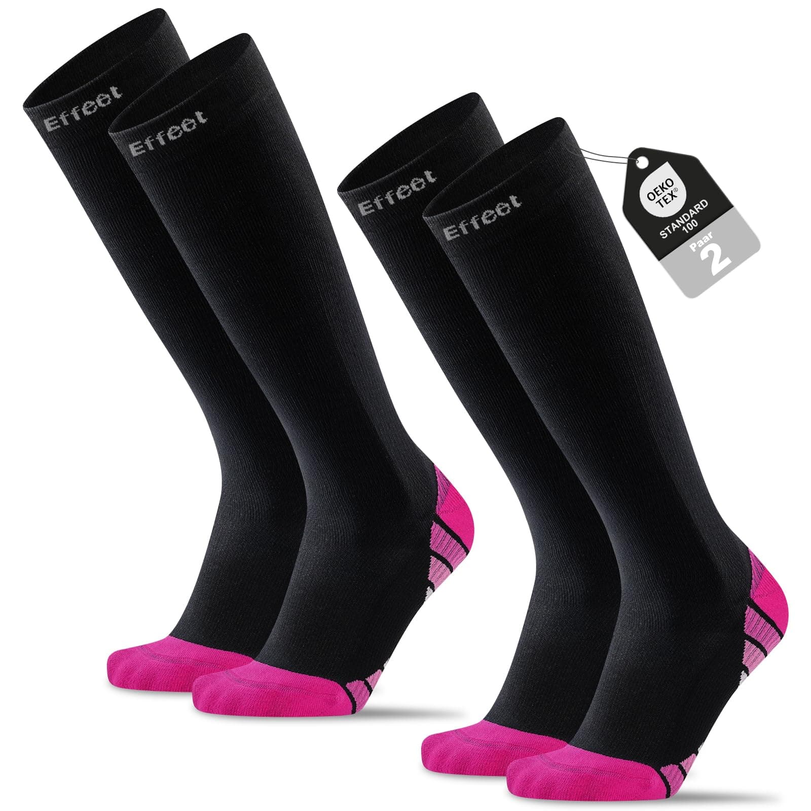 Effeet 2 Paia Calze Compressione Graduata Donna Uomo 20-30 mmHg, Calze Compressive Gambaletti Compressione Graduata Per Sport, Volo, Viaggio, Gravidanza E Lunghe Ore In Piedi