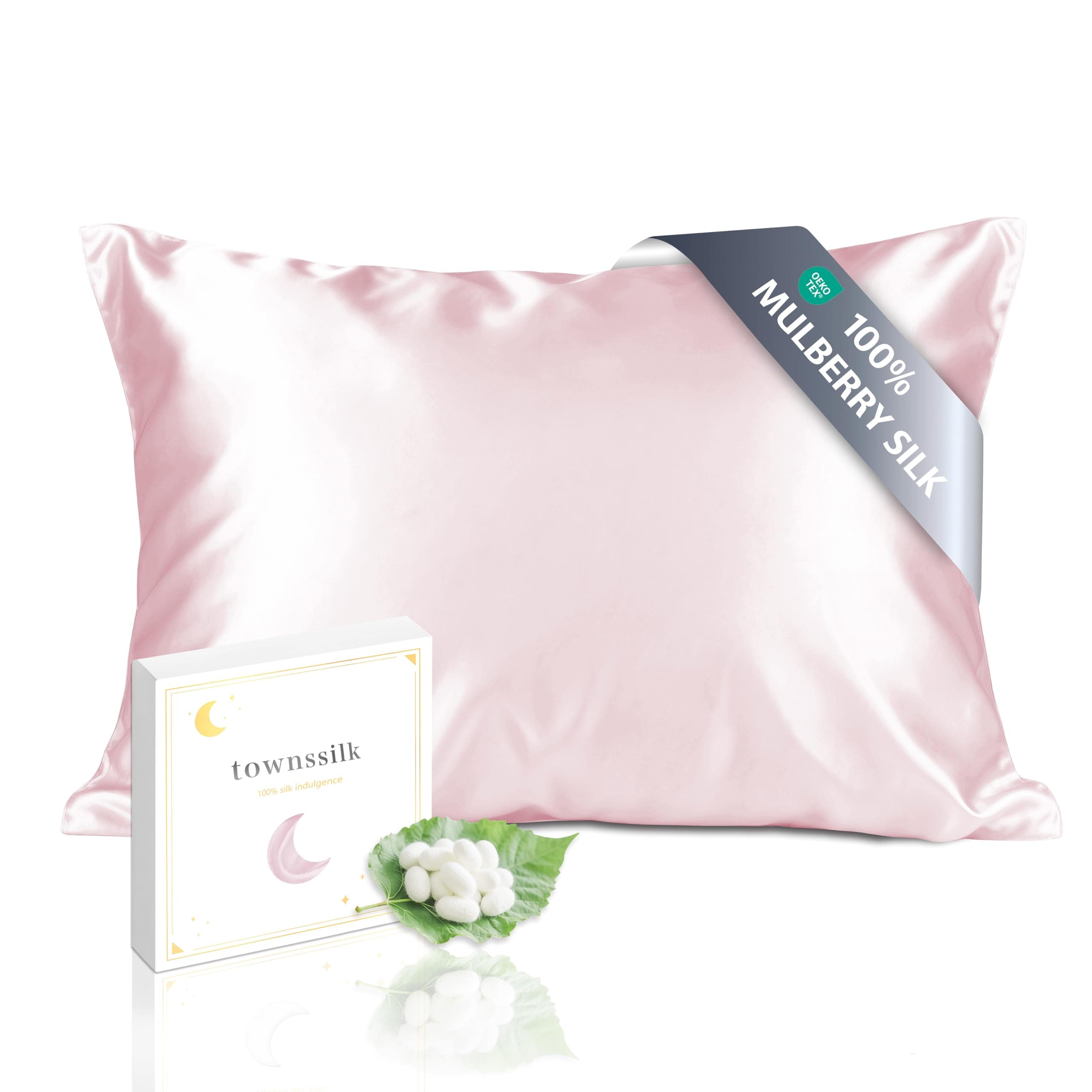 townssilk, Federa per cuscino in seta 40x70cm – 100% seta di gelso, 19mm, in seta su entrambi i lati, certificata Oeko-TEX, classe di qualità 6A, con cerniera, 1 pezzo, rosa antico