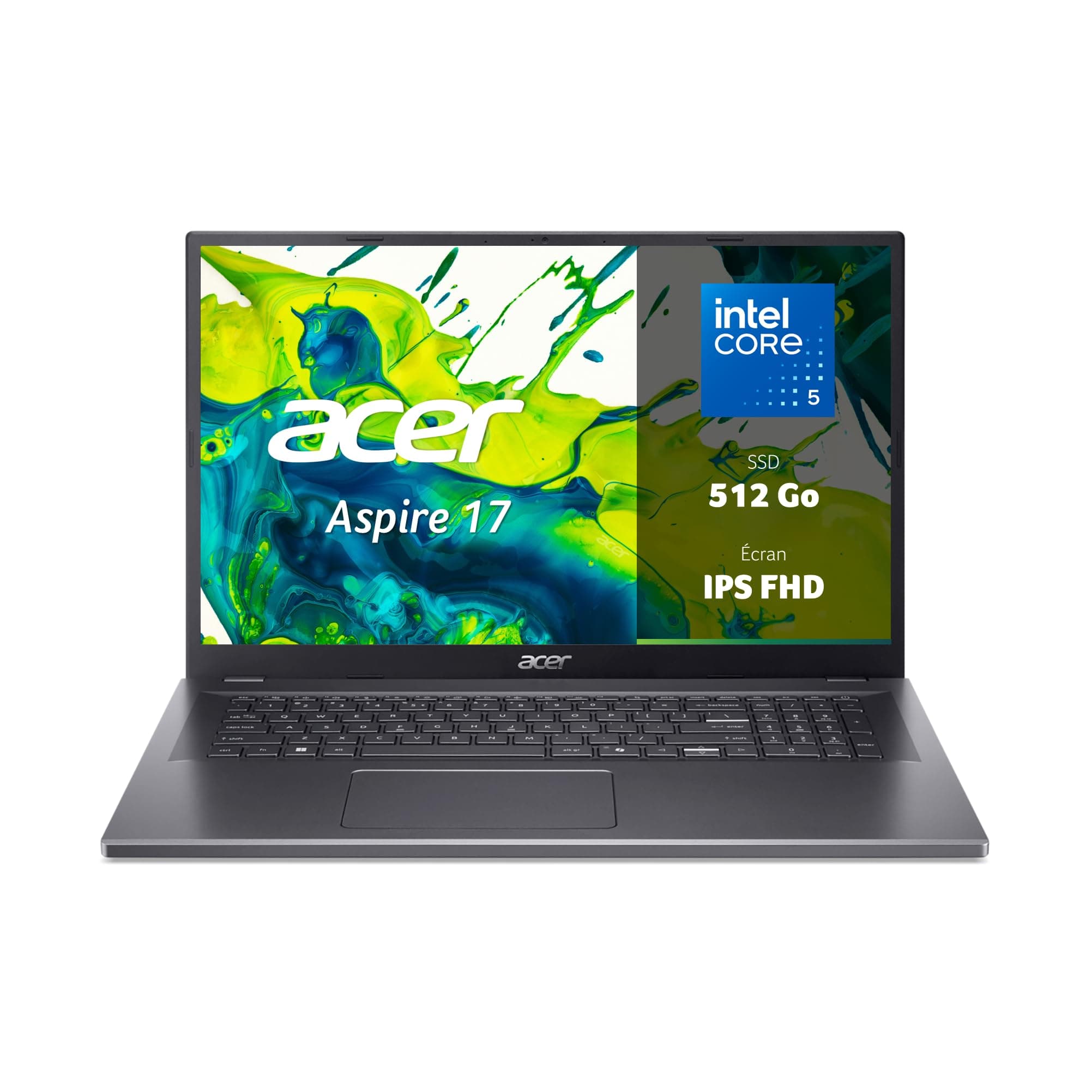 Acer Aspire 17 I PC Portable | 17.3" | Core 5 I 16Go | 512Go | 17.3" FHD 60Hz I Intel Core 5 120U | 16Go RAM | 512Go SSD I Windows 11 Home I Clavier FR AZERTY I Sans adaptateur