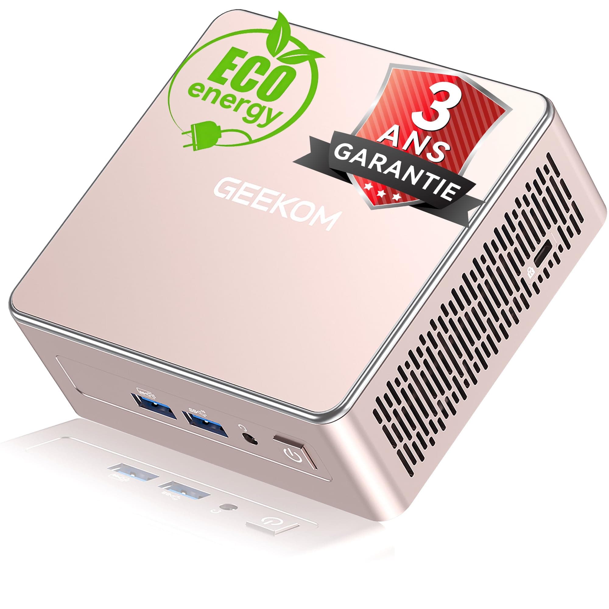 GEEKOM A5 Mini PC avec AMD Ryzen 5 7430U, 512Go SSD 16Go RAM (Évolutif, Non-LPDDR), Silencieux NUC Mini Ordinateur de Bureau, Graphiques AMD Radeon, 8K Display, Dual HDMI, Windows 11 Pro, Lecteur SD