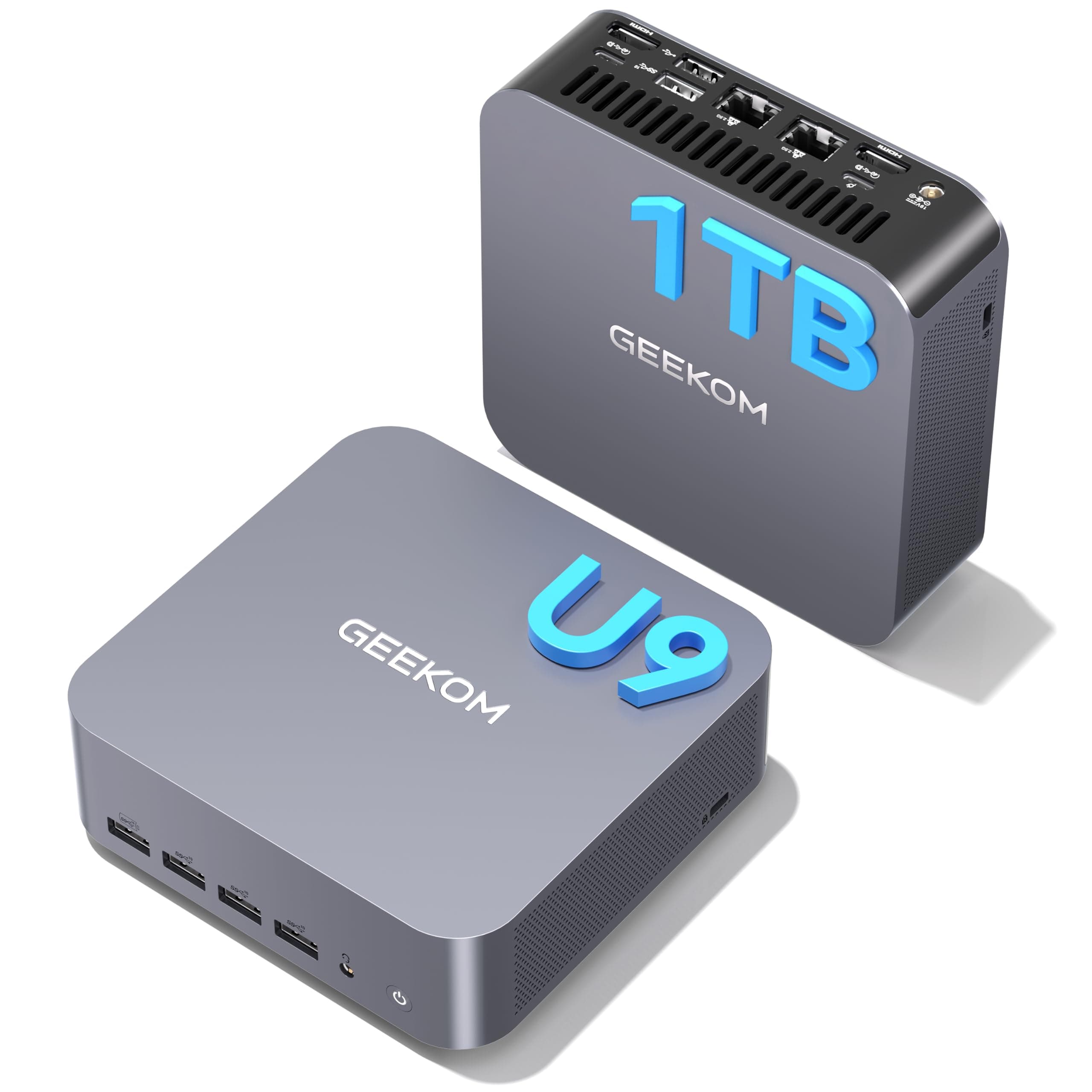 GEEKOM GT1 Mega AI Mini PC con Intel Core Ultra 9 185H, 1TB SSD+16GB DDR5 | Función AR en Tiempo Real, 6 Puertos USB, 4 Pantallas 8K, Mini Ordenador de Sobremesa con Sistema Preinstalado