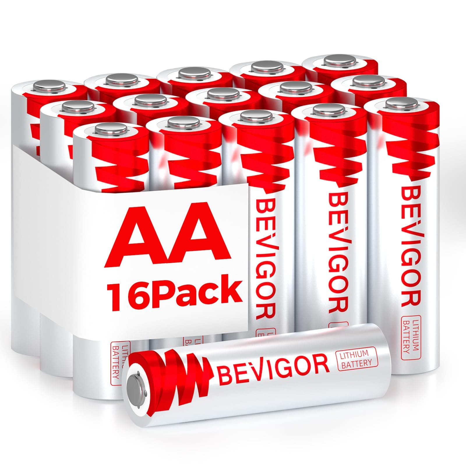 BEVIGOR 16 Baterías AA De Litio, 3000mAh 1.5V Alta Capacidad, Baterías AA No Recargables, para Diversos Electrodomésticos Y Equipos De Seguridad