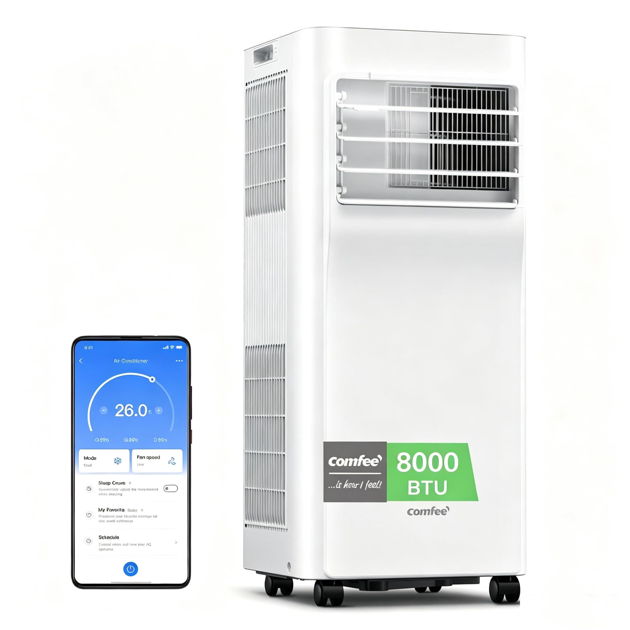 COMFEE Climatiseur Mobile 3-EN-1, Capacité de 8000 BTU/heure, Refroidissement, Ventilation, Déshumidification