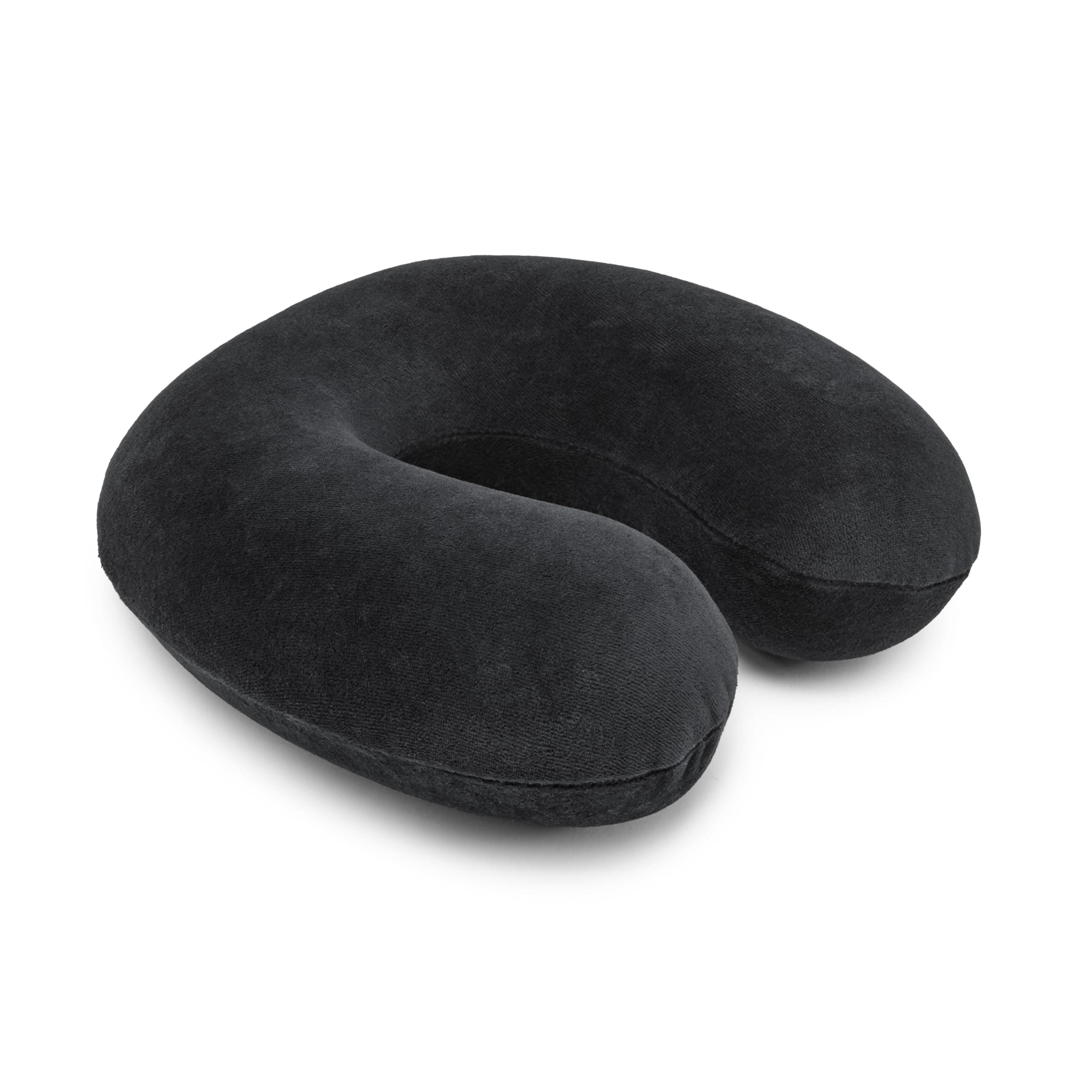 Amazon Basics Cuscino per il collo, in memory foam, 1 unità, Semicircolare, Nero