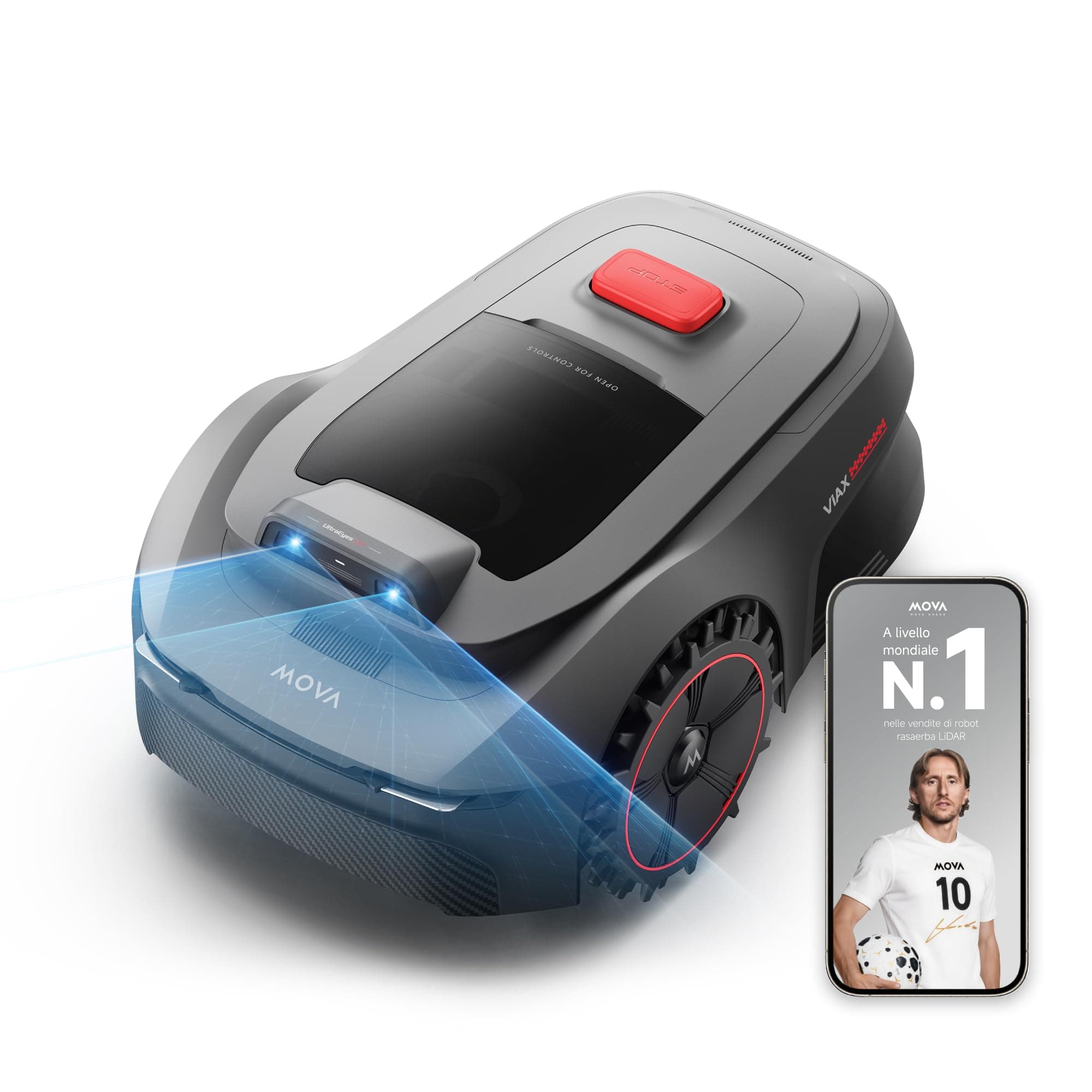 MOVA ViAX 250 Robot Tagliaerba Senza Filo Perimetrale | 250m² Consigliato, Mappatura IA, Percorso U, Rilevazione Ostacoli Dual Vision, Taglio Bordi, Controllo App