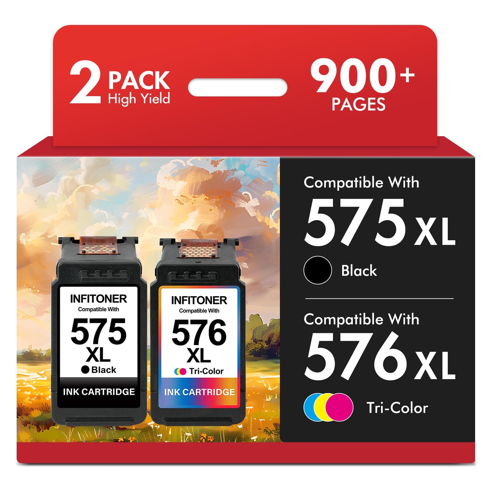 Cartouche 575 576 Remplacement pour Canon 575 et 576 XL Encre pour Canon Pixma TS3551i TR4755i TS3750i TS3550i TR4750i TS3751i TR4751i TR4756i TS3752i PG-575XL CL-576XL (Noir, Couleur)