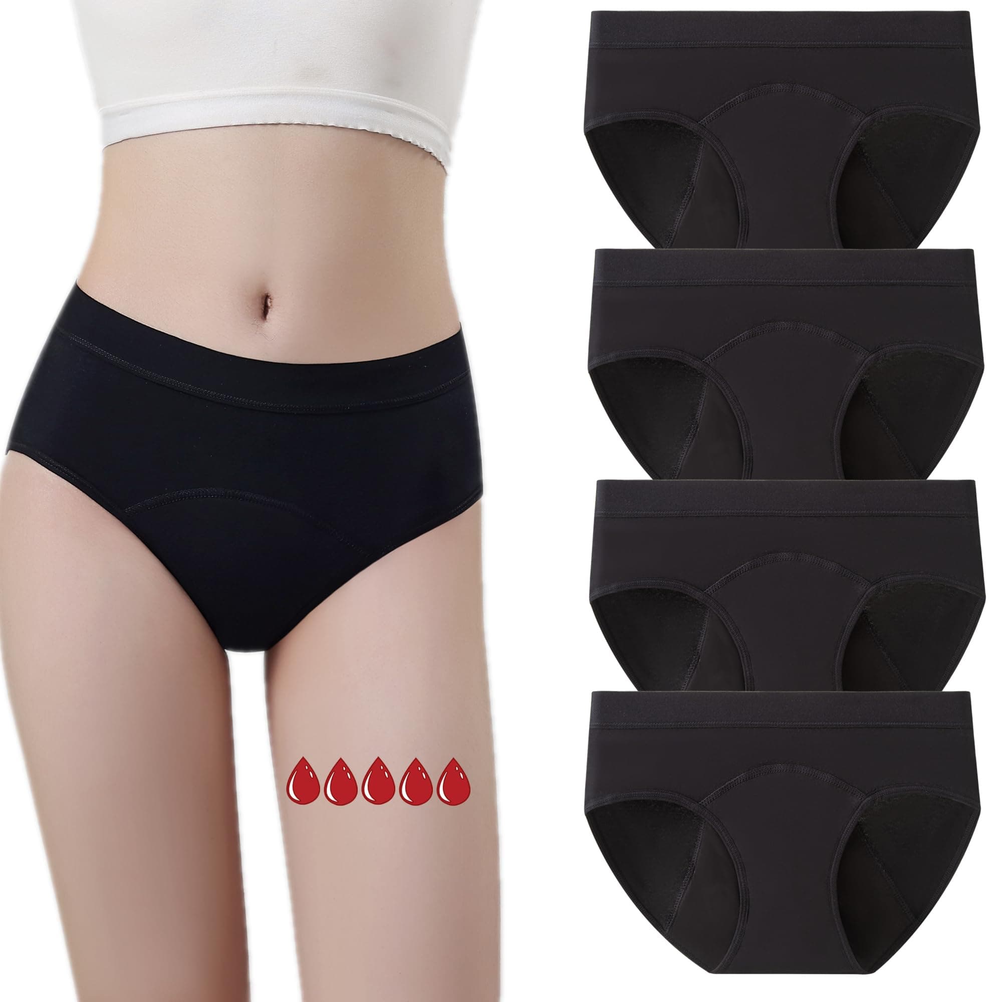 ZVZK Bragas Menstruales Niña 8-18 Años 30ML Flujo Abundante Braga Menstrual Algodon Ropa Interior Reutilizables Braguitas