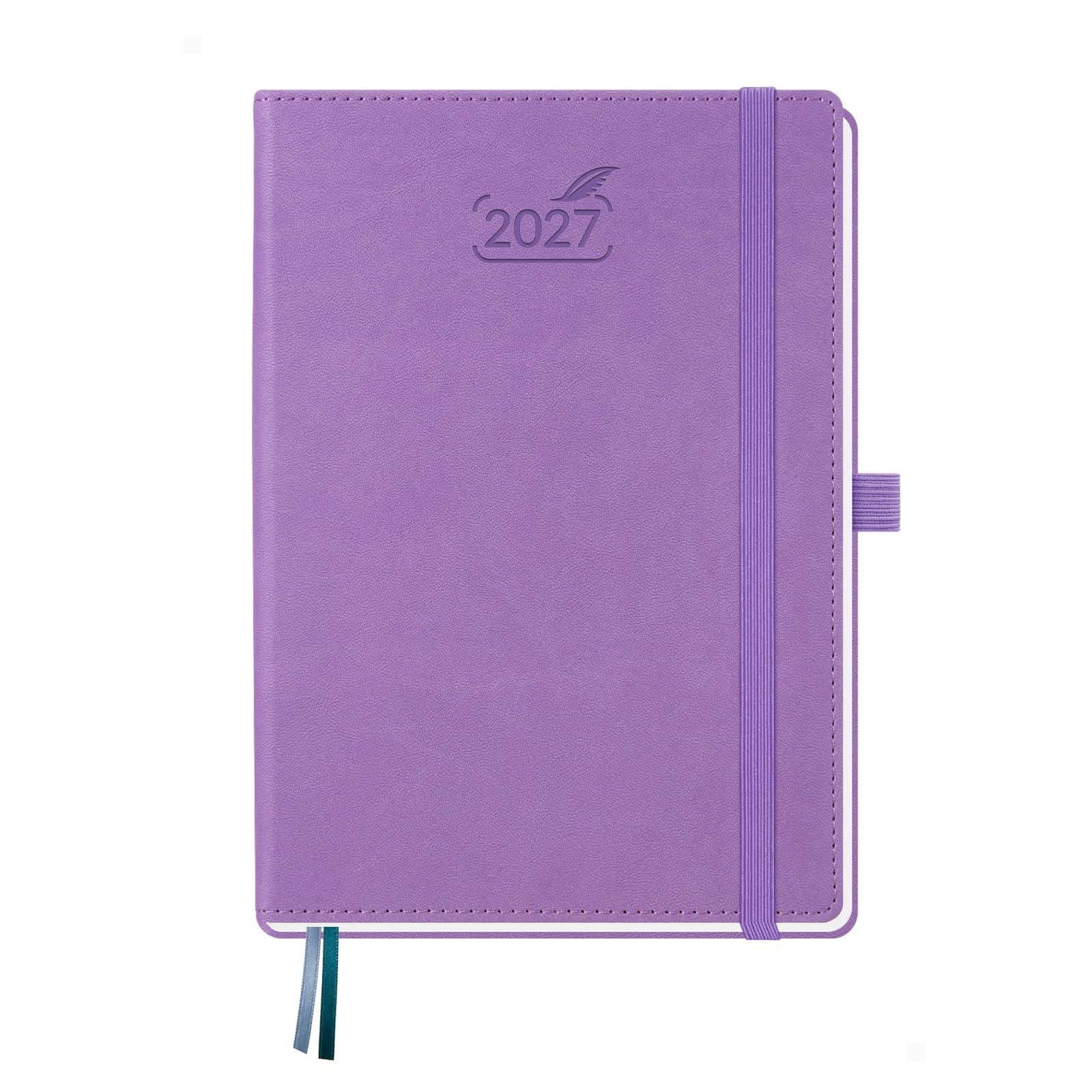BEZEND Agenda 2027 Settimanale A5 con Orario Verticale - 21 x 15,5 cm | Gen a Dic 2027, Ideale per Gestione Tempo, Produttività e Ufficio, Carta da 100 GSM, Copertina Rigida Pelle PU - Lavanda