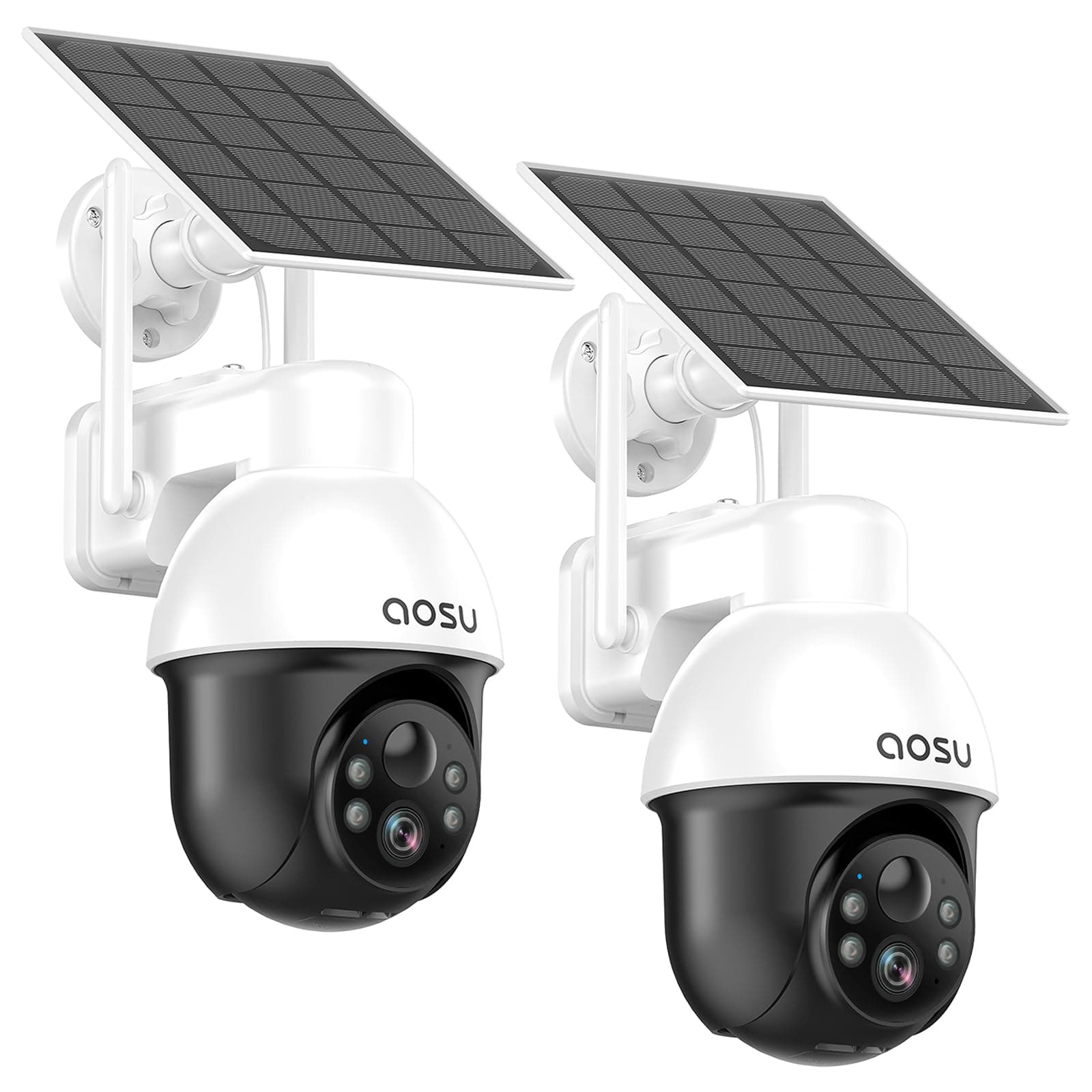 aosu 3K Caméra Surveillance WiFi Exterieure sans Fil, 5MP Camera Solaire | 360° PTZ Suivi Automatique Détection IA Personne/Véhicule, Vision Nocturne Couleurs Alarme Lumineuse/Sonore 2 Pièce
