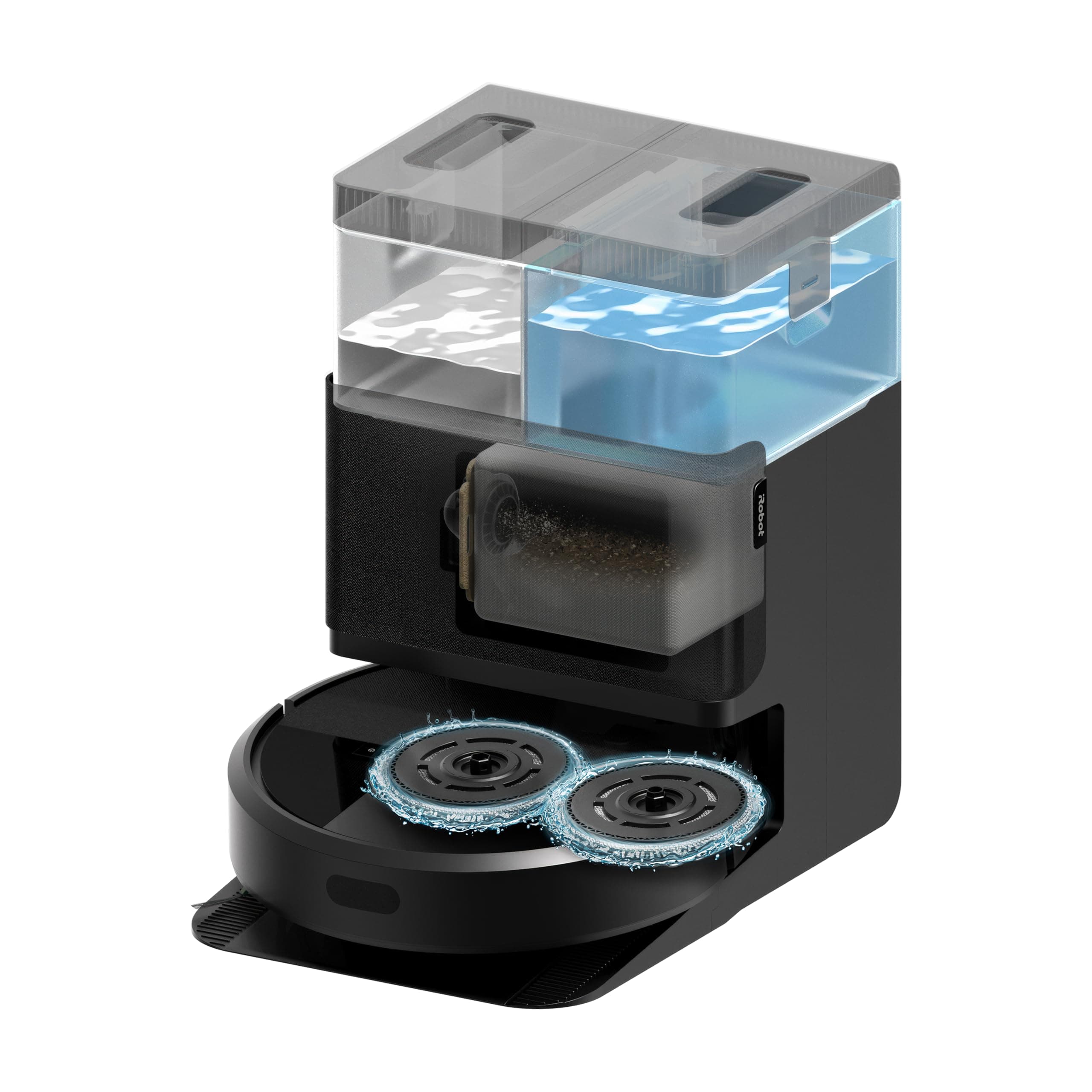 iRobot Roomba Plus 405 Combo Robot + AutoWash - Base Multifonction - Lavage et séchage des lingettes - LiDAR Clearview - 75 Jours d'autovidage - Double Lavage avec SmartScrub - Noir