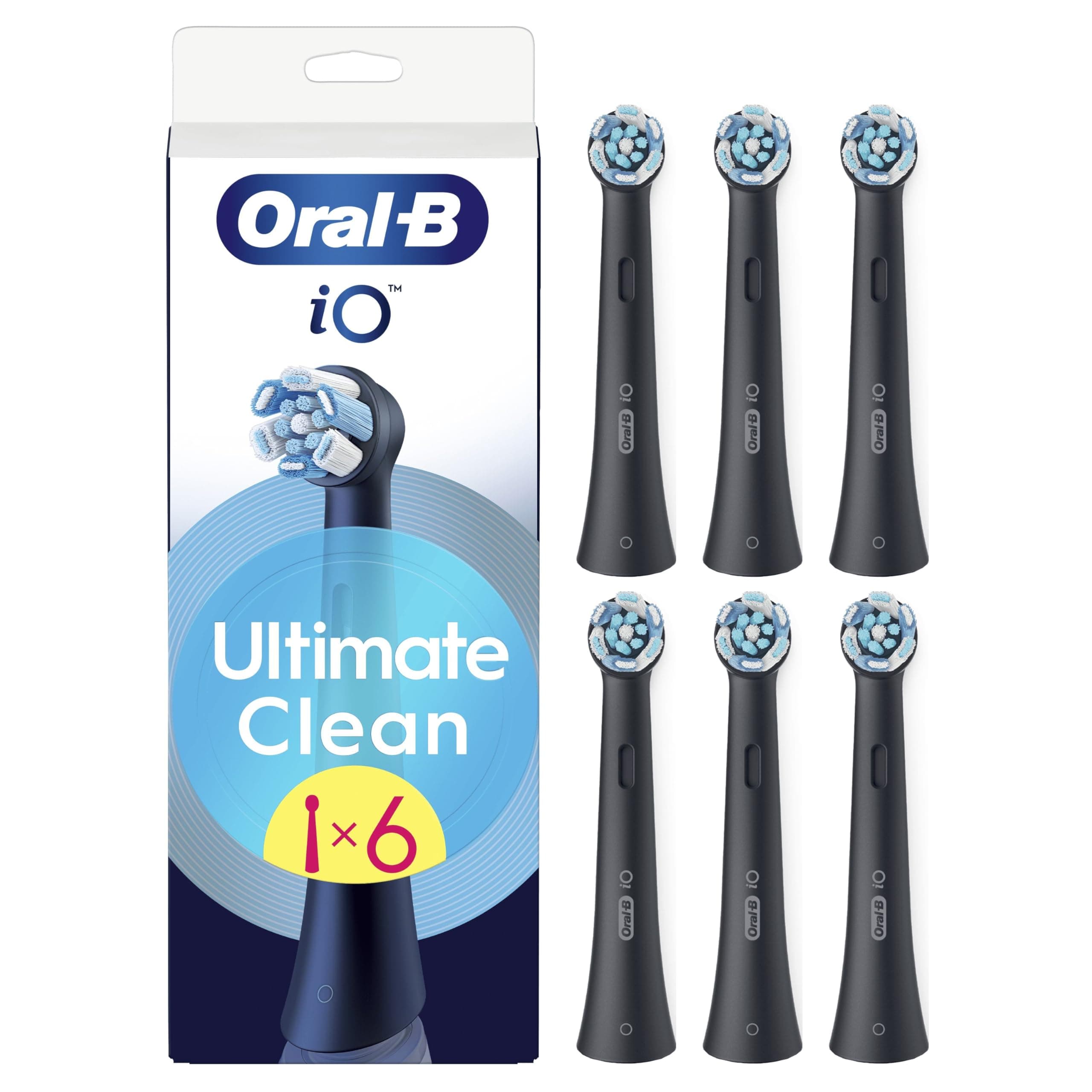 Oral-B Series iO Ultimate Clean Cabezales De Recambio Originales, Pack de 6 Recambios Negros Para Cepillos De Dientes Eléctricos Oral-B iO, Eliminación Profunda De La Placa Bacteriana