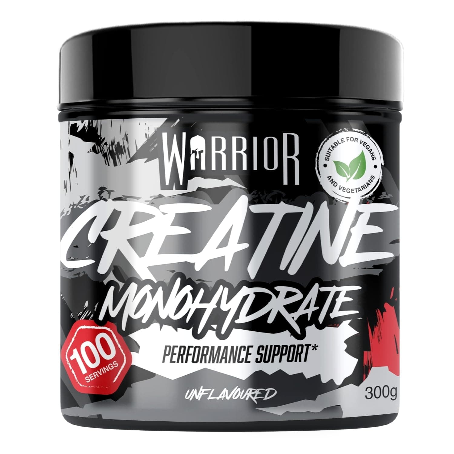 Warrior Creatina Monoidrata in Polvere 300 g (100 Porzioni) – Creatina Pura Creapure, Creatina Monoidrata Micronizzata per Massa Muscolare e Forza, Creatine Monohydrate Vegan – Senza Aroma (Neutro)
