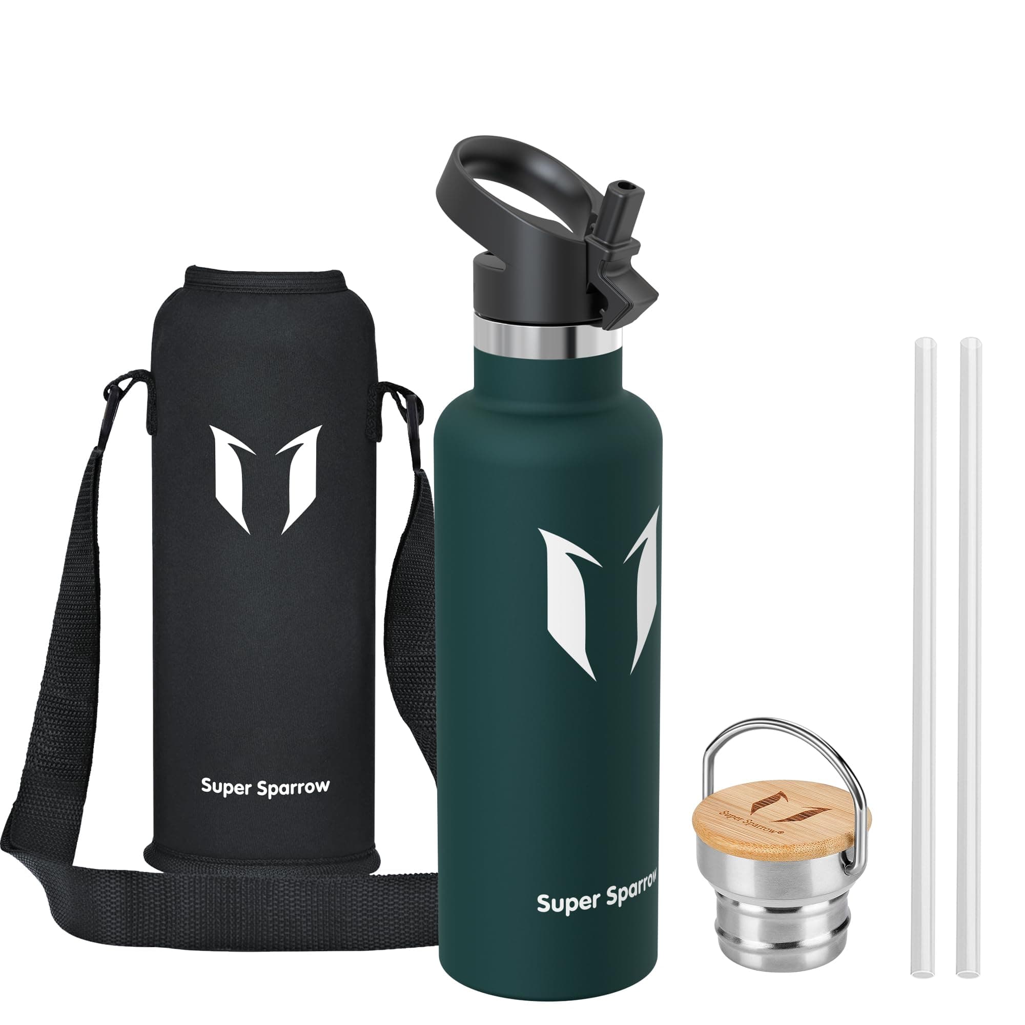 Super Sparrow Botella Agua Acero Inoxidable - Botella Agua Niños - 500ml/750ml/1L - Botella Termica Boca Estándar - Sin BPA, para Niños & Adultos, Deporte, Oficina, Yoga, Ciclismo