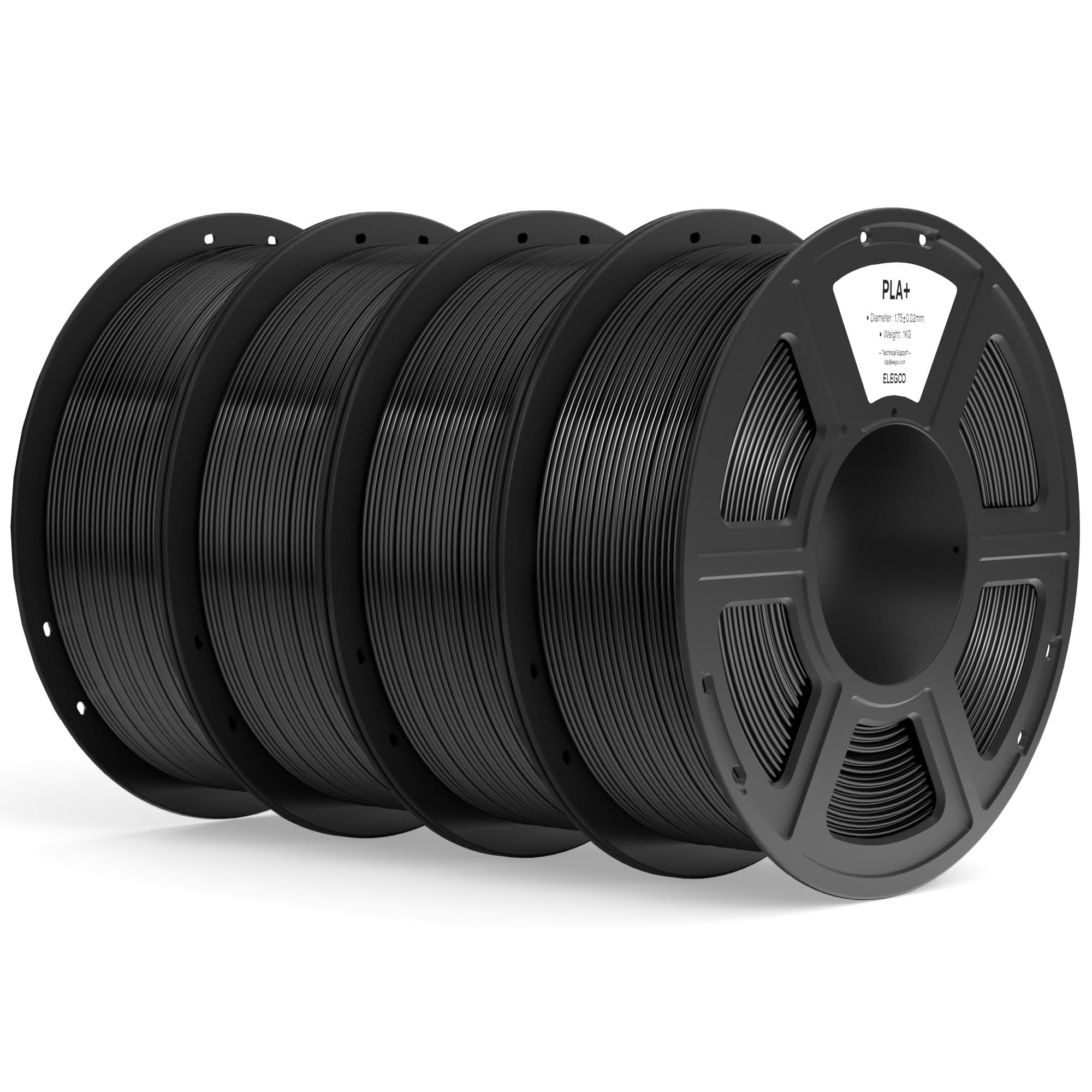 ELEGOO Filamento PLA+ 1.75 4KG Negro, Filamento PLA Plus para Impresora 3D, Precisión Dimensional +/- 0.02mm, Carrete Filamento 3D, para Mayoría Impresoras 3D
