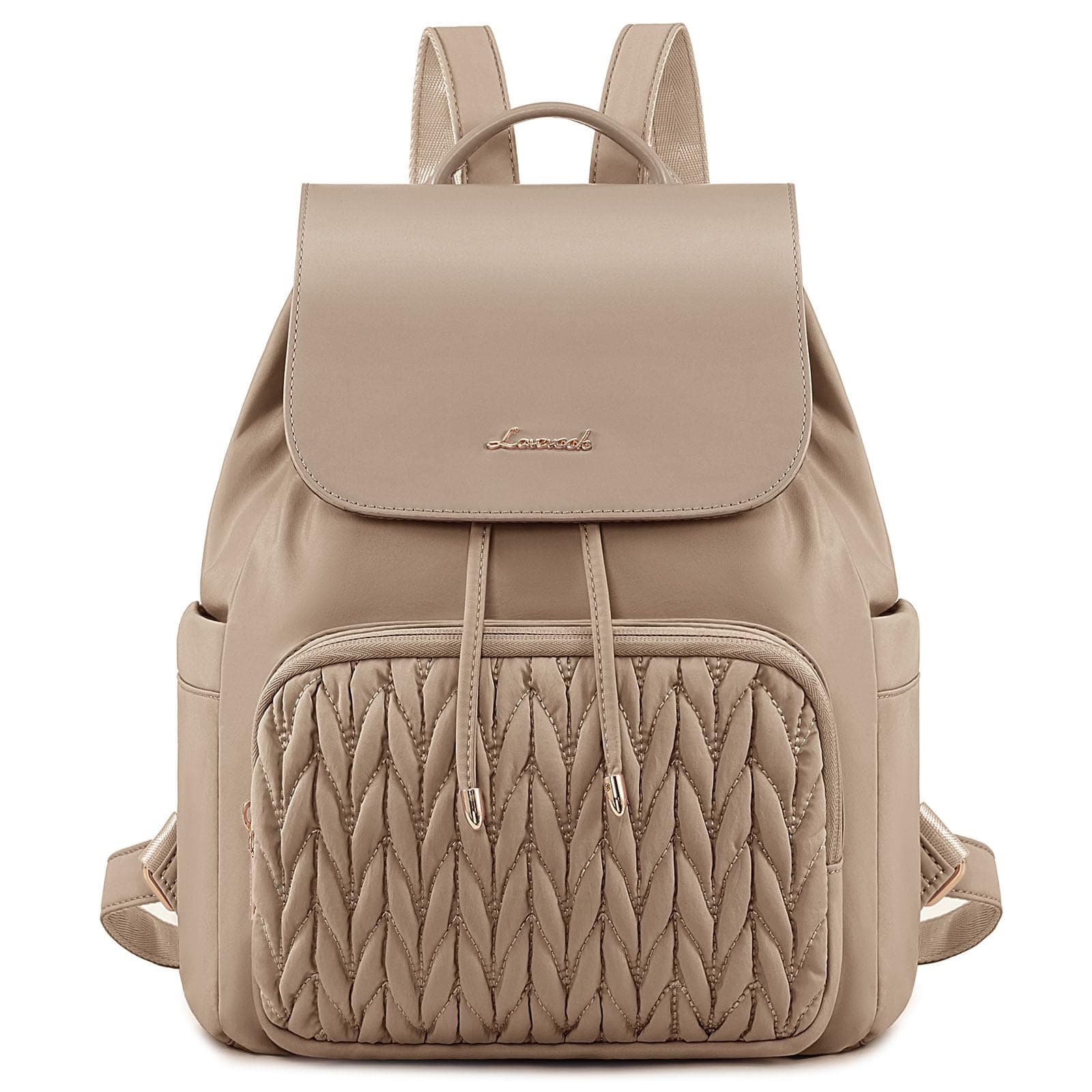 LOVEVOOK Rucksack Damen Klein, Elegant Cityrucksack Anti Diebstahl Tagesrucksack Schulrucksack Wasserdicht, Mini Casual Daypack Womens Backpack Modern für Schule Arbeit Reisen Wandern, Khaki